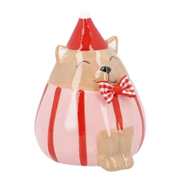 Weihnachtskatze, rosa/rot, 11 cm