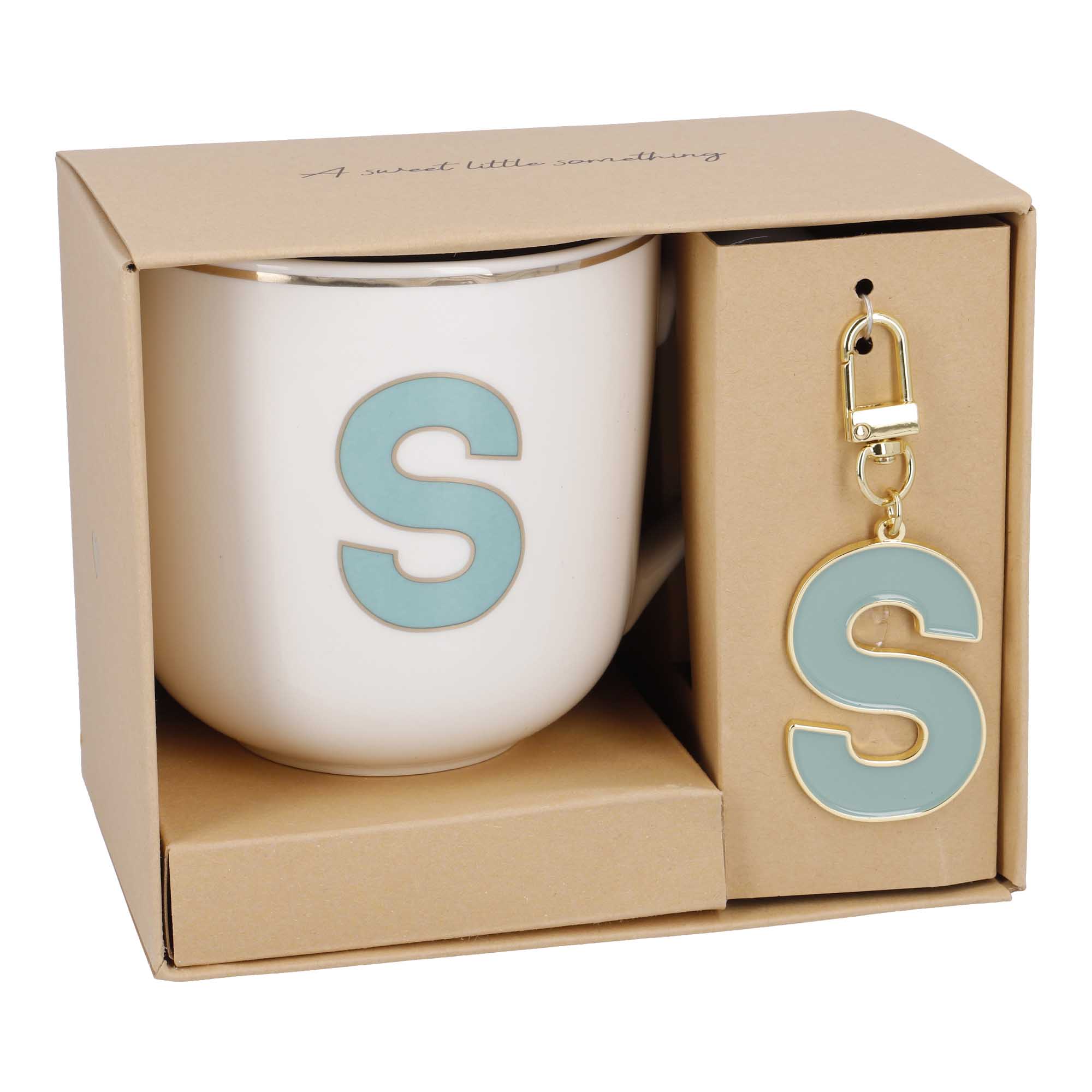 Becher Buchstabe mit Schlüsselanhänger, S/grün, 450 ml