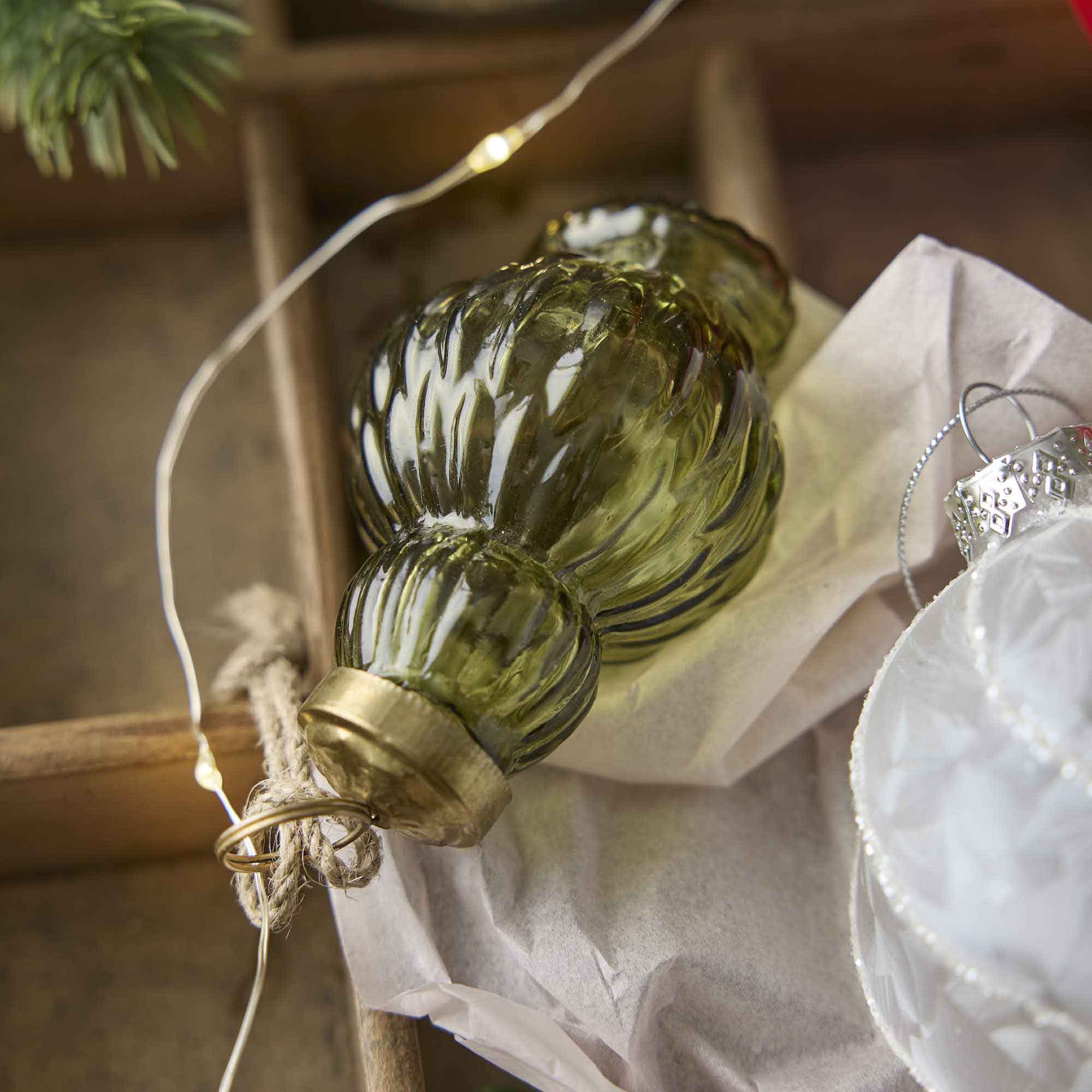 Anhänger Ornament, Zwiebelturm/grün, 8 cm