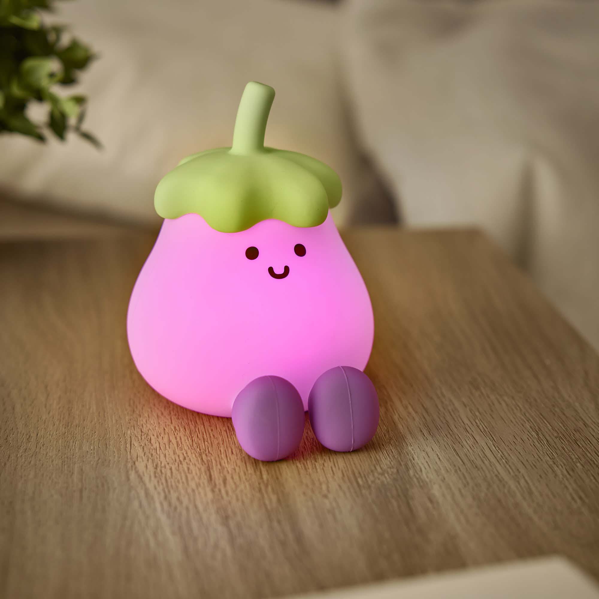 LED-Deko mit Gesicht, Aubergine, 11 cm