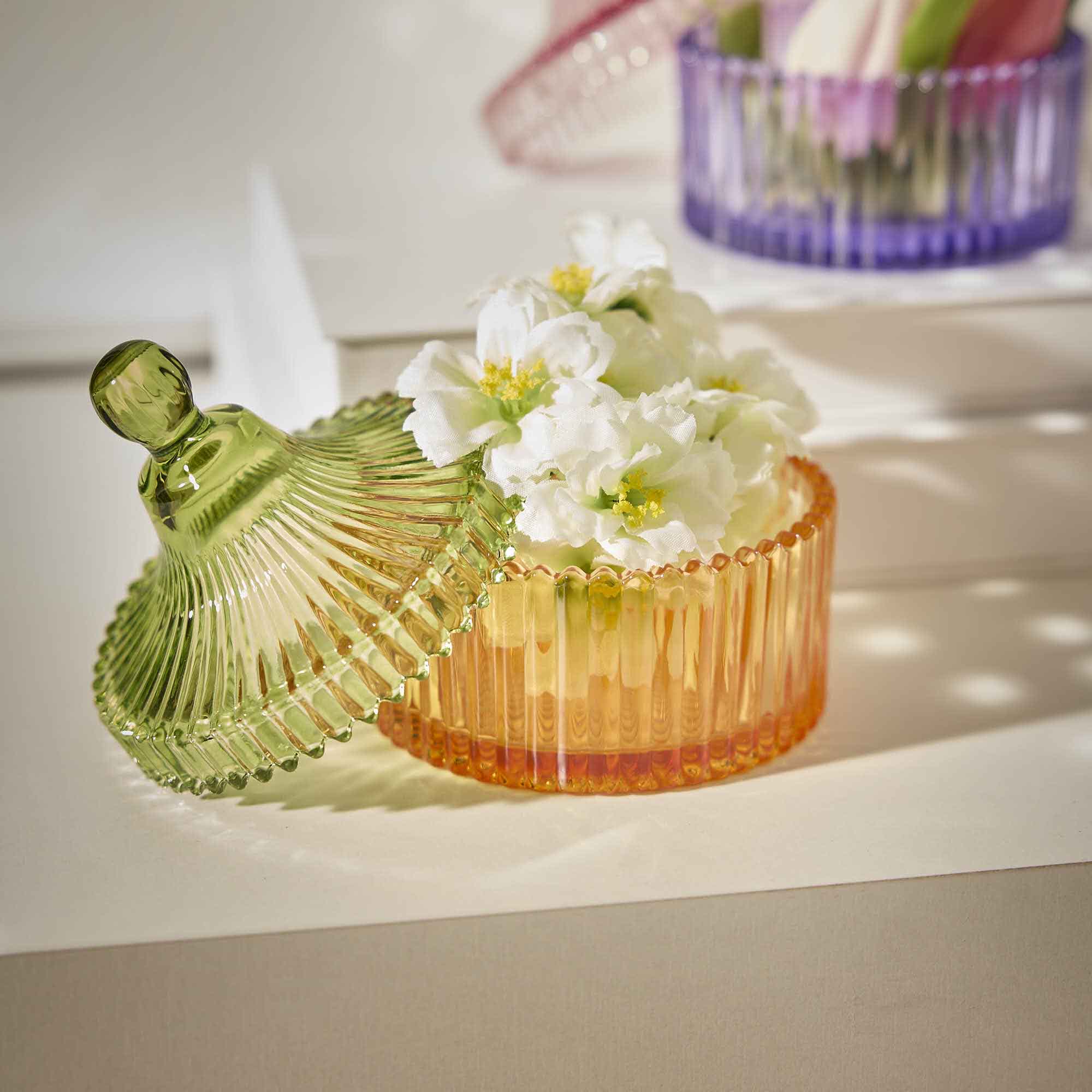 Deko-Dose Barock, orange/grün, 11 x 12 cm