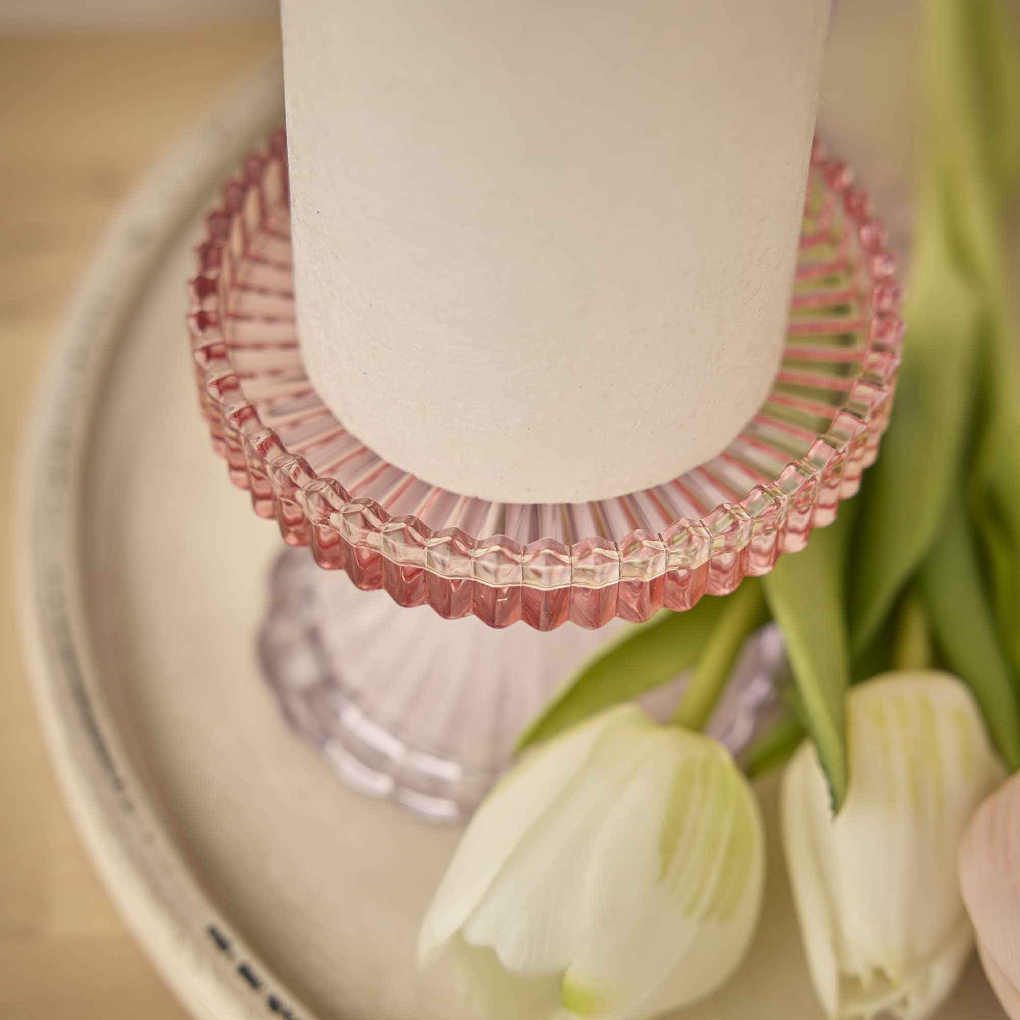 Kerzenst&auml;nder Rille, rosa/lila, 10 x 7.5 cm