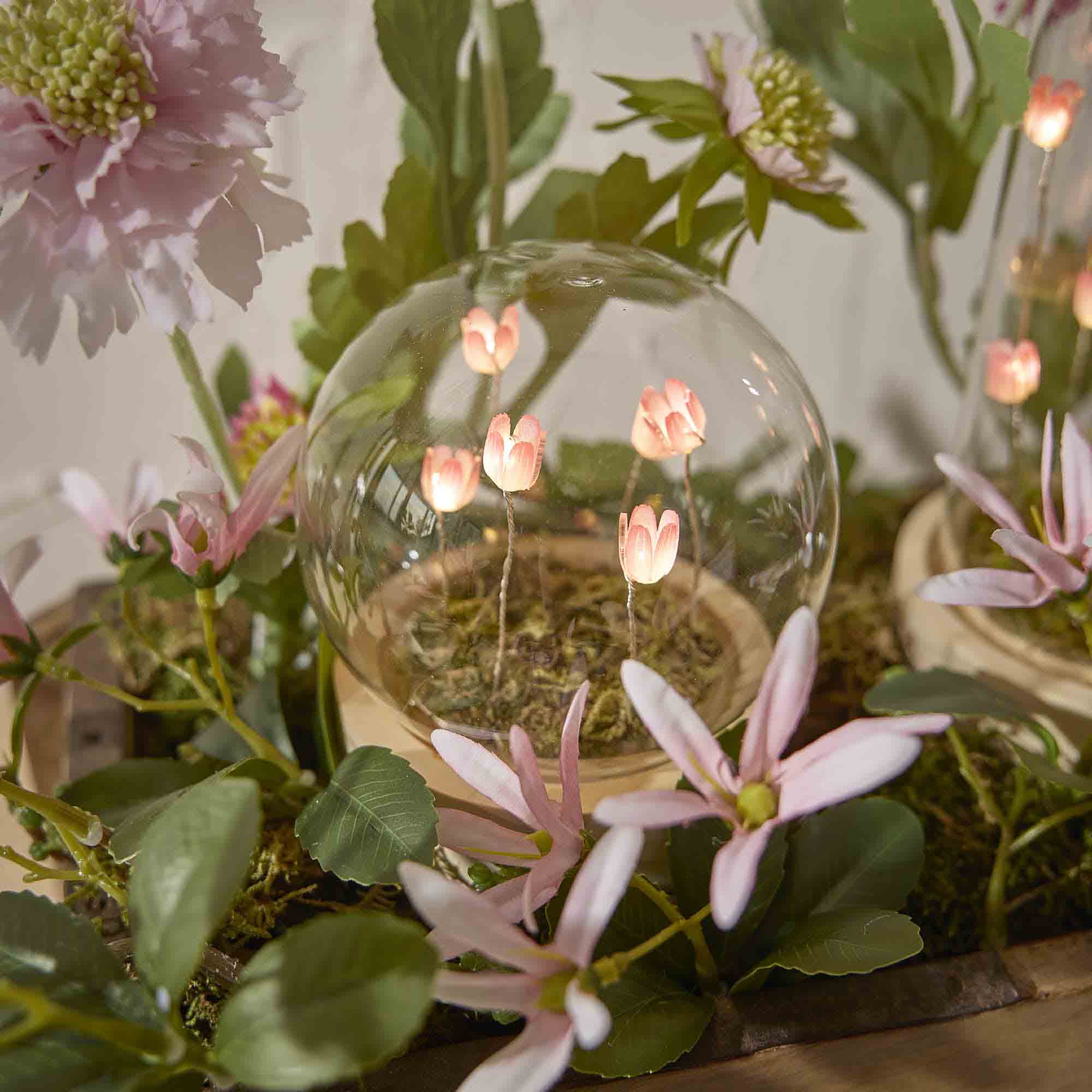 LED-Kugel Blumen, rosa, 11 cm