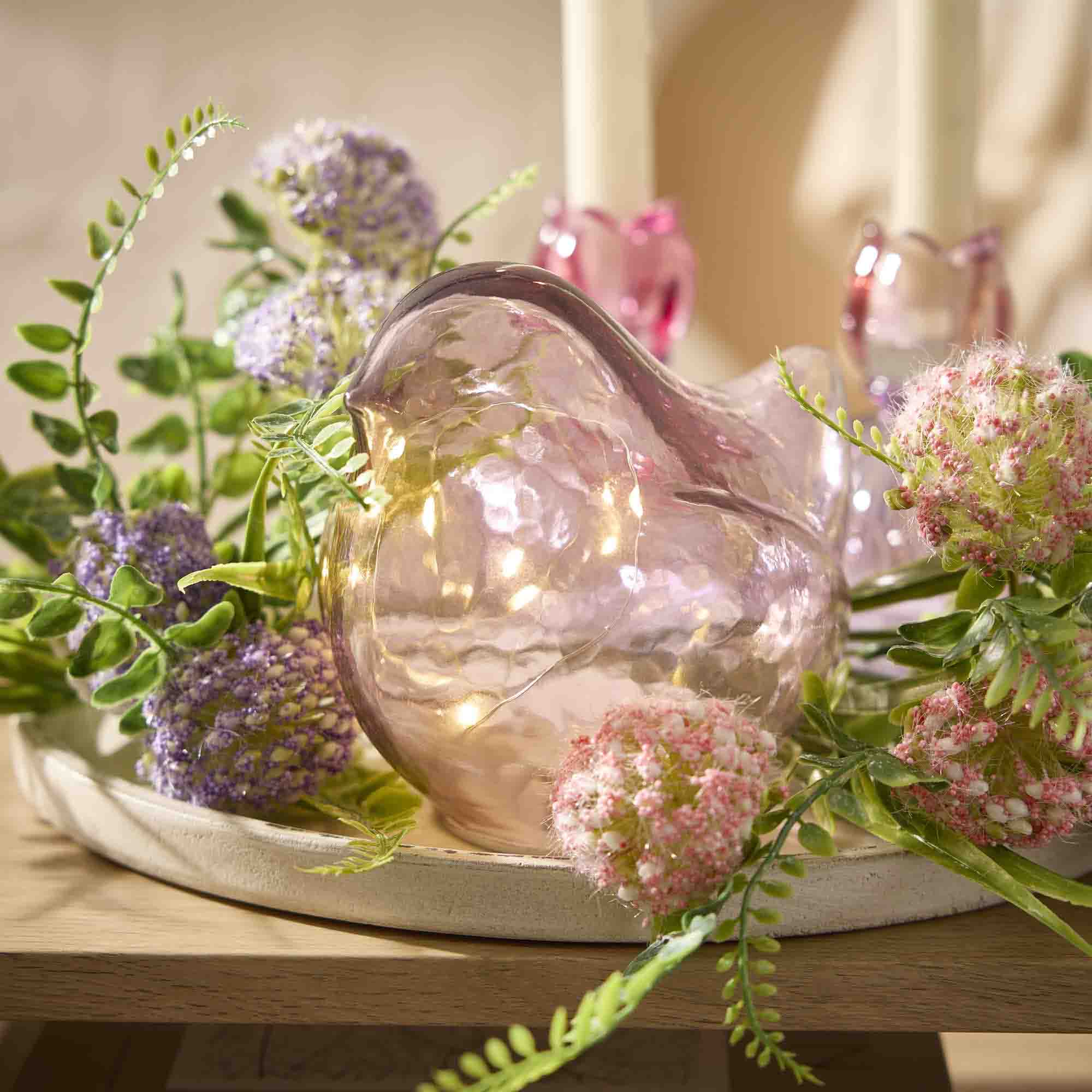 LED-Vogel, rosa, 15 x 13 cm