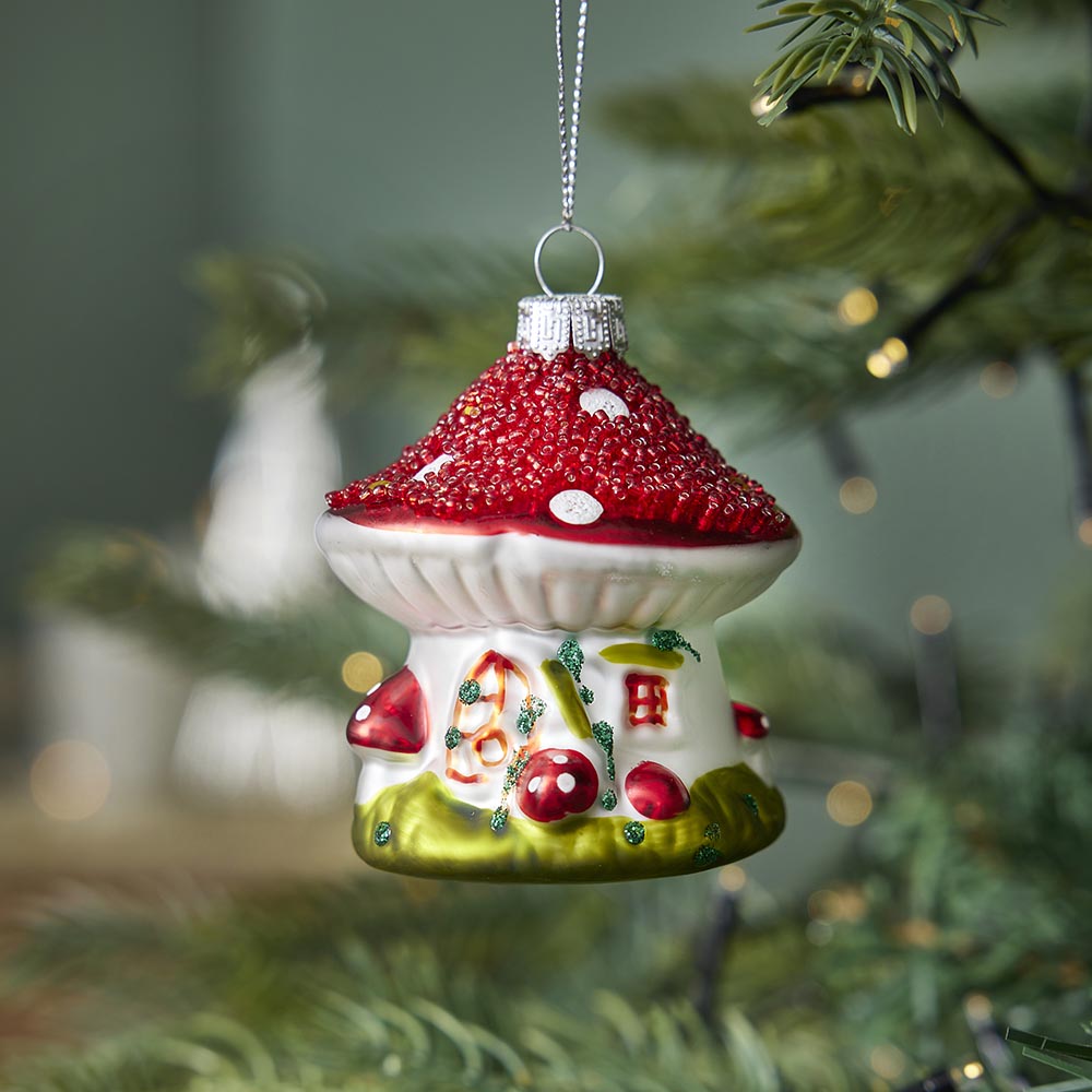 Anhänger Fancy, bunt, Pilz-Haus, 7.5 cm