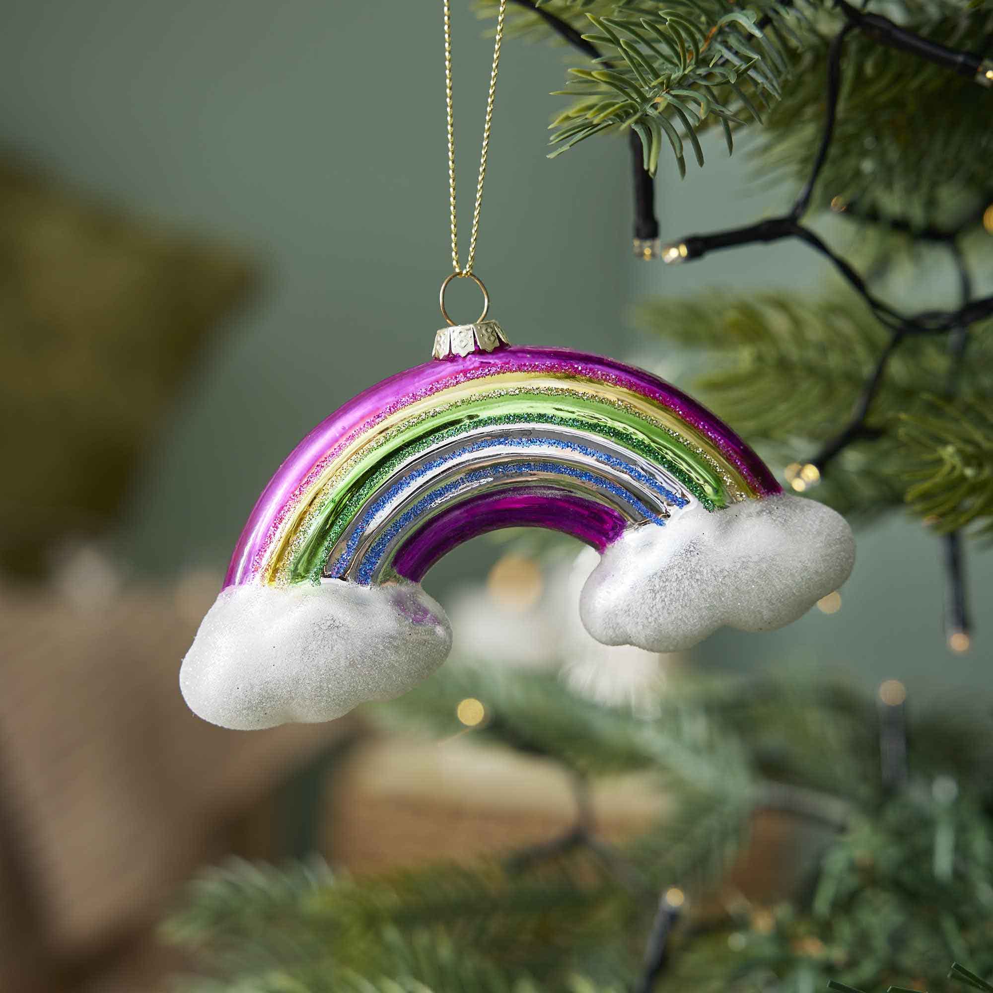 Anhänger Fancy, bunt, Regenbogen/Wolke, 12 x 6 cm