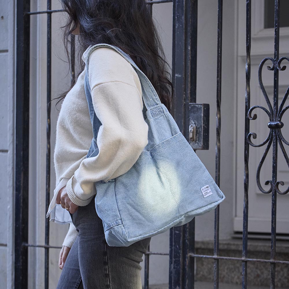 Shopper Jeans, hellblau, 40 cm