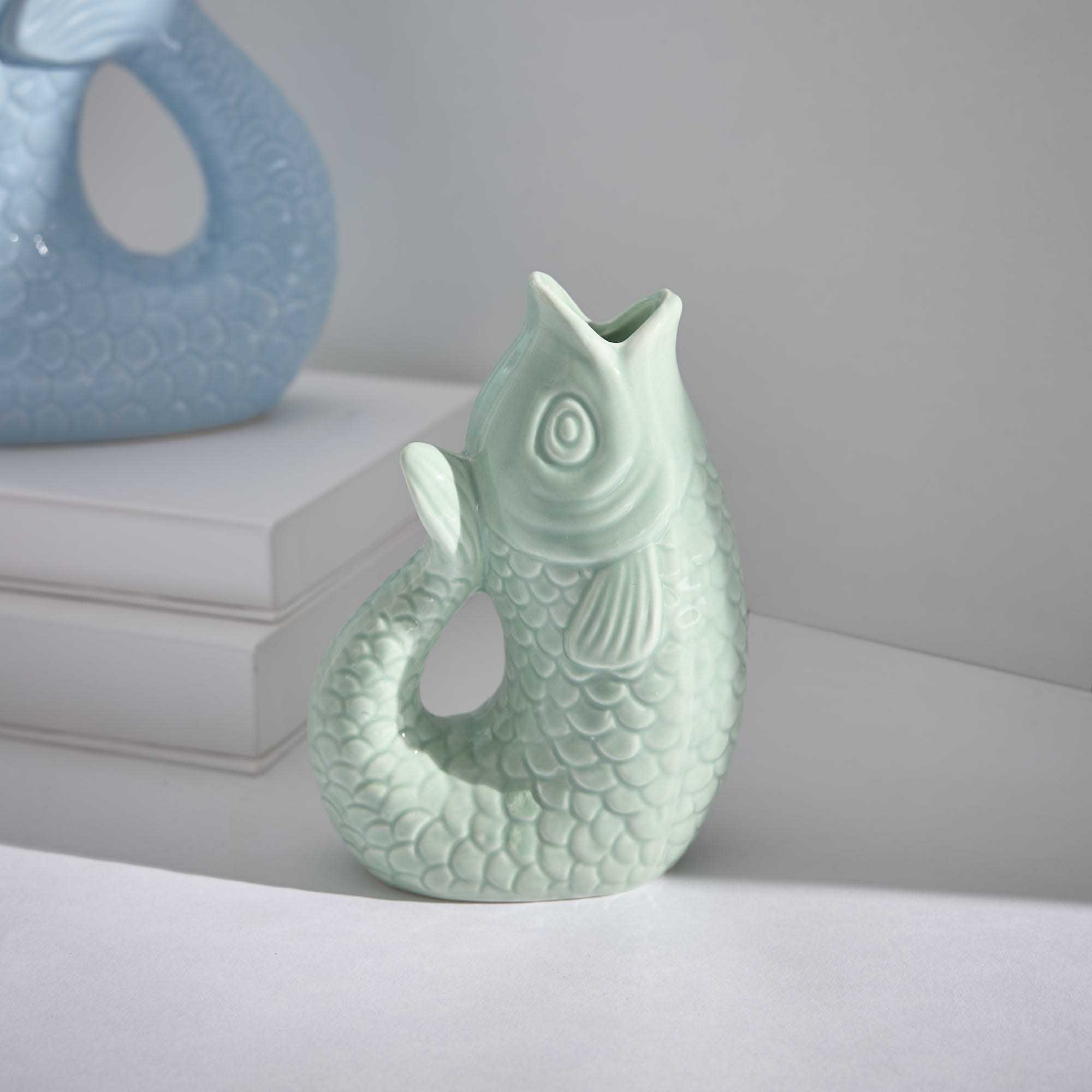 Vase Fisch, mint, 14.5 cm