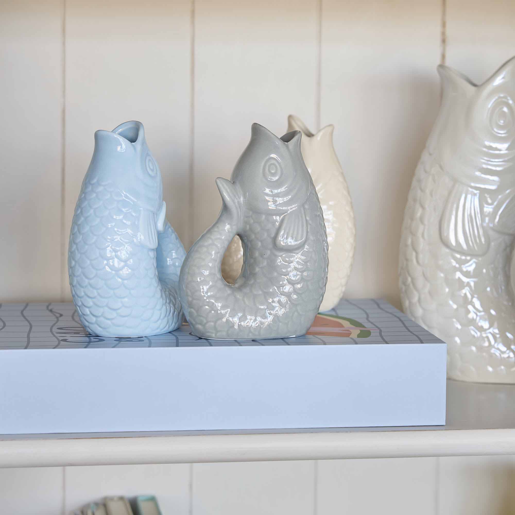 Vase Fisch, grau, 14.5 cm