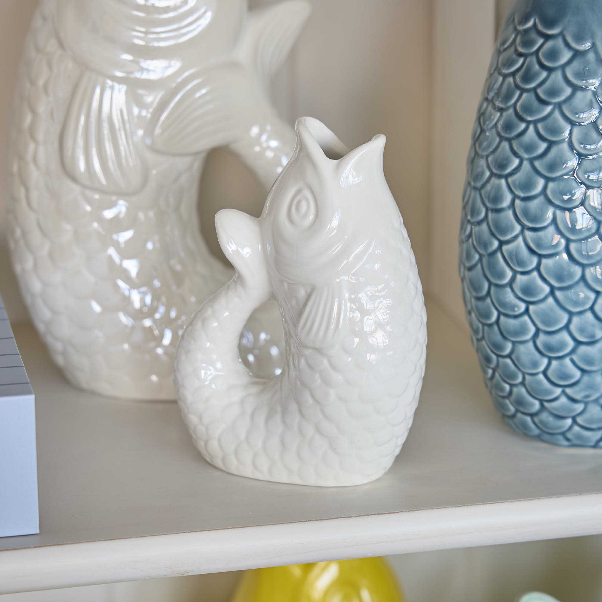 Vase Fisch, weiß-pearl, 14.5 cm