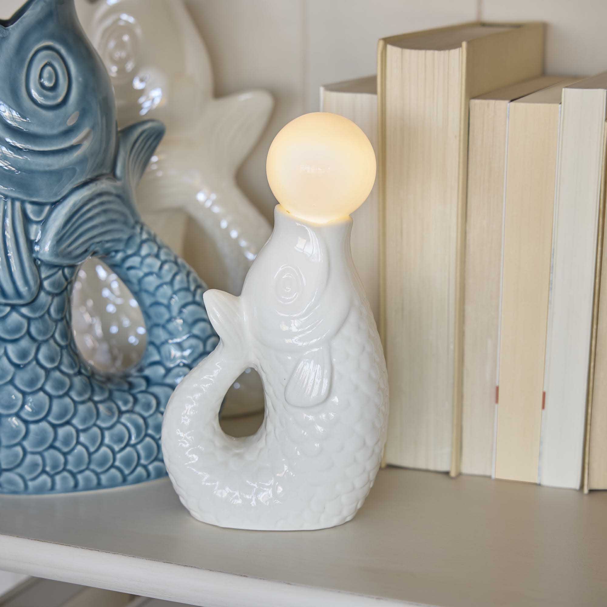 Fisch-Leuchte Kugel, weiß, 18.5 cm