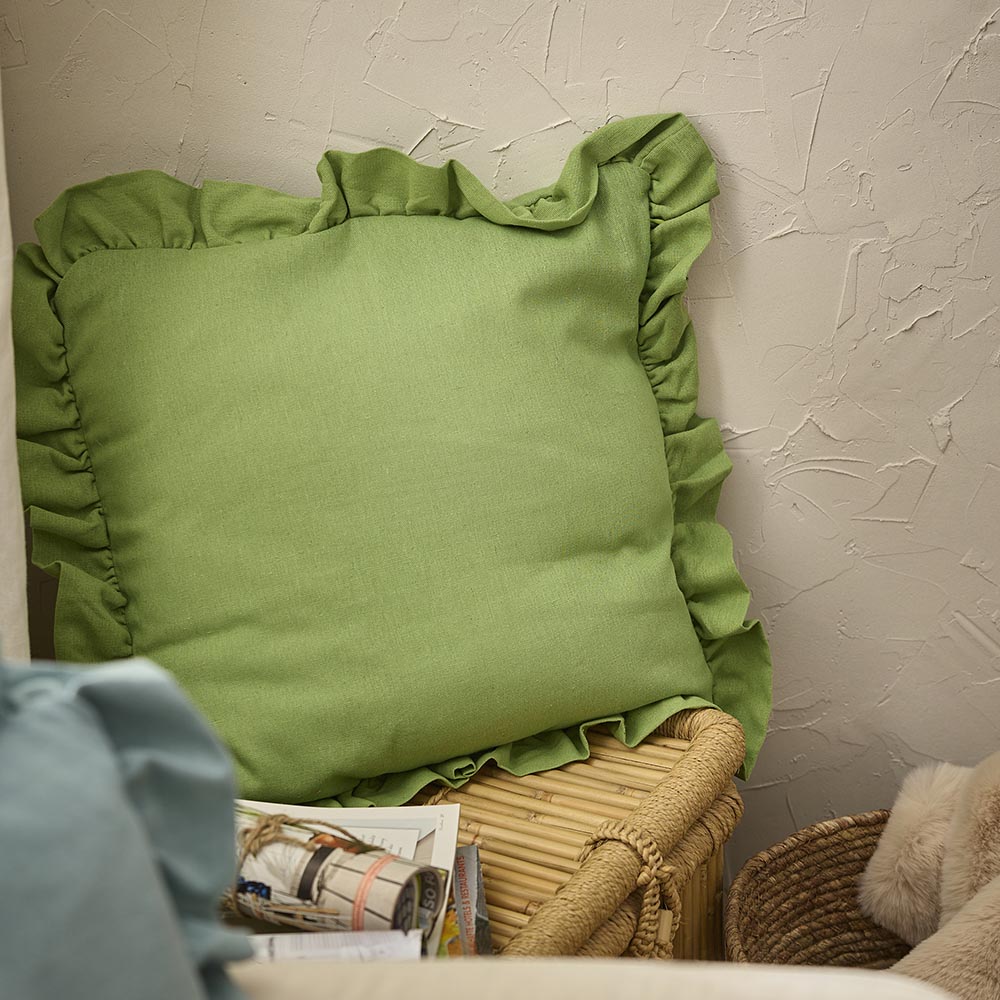 Kissen Rüschen, grün, 45 cm
