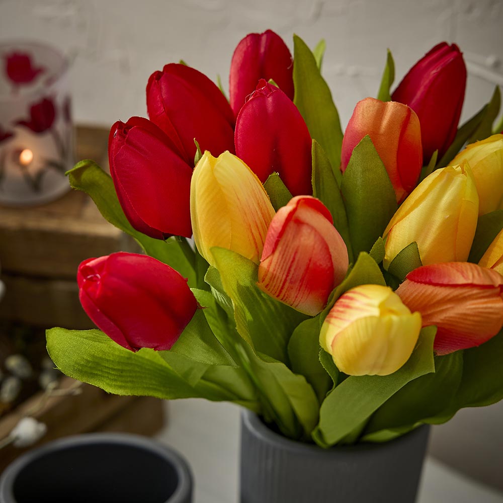 Strauß Tulpe, 6 Blüten, rot, 40 cm