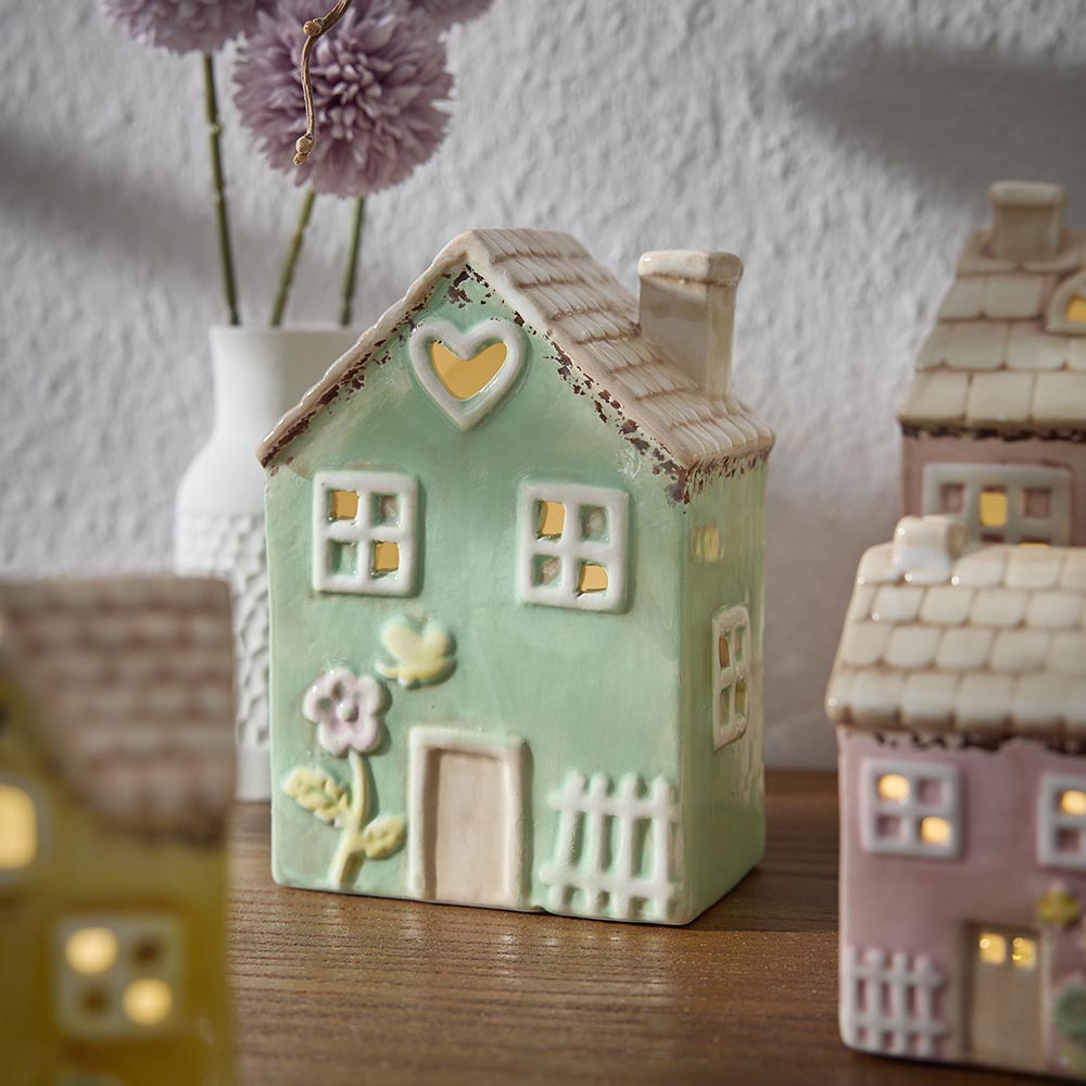 LED-Haus Frühling, mint, 17 cm