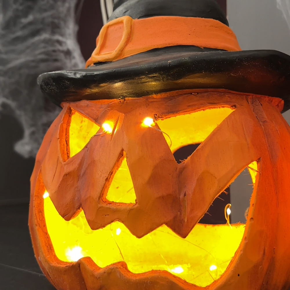 Halloween-Kürbis mit Hut, 40 cm
