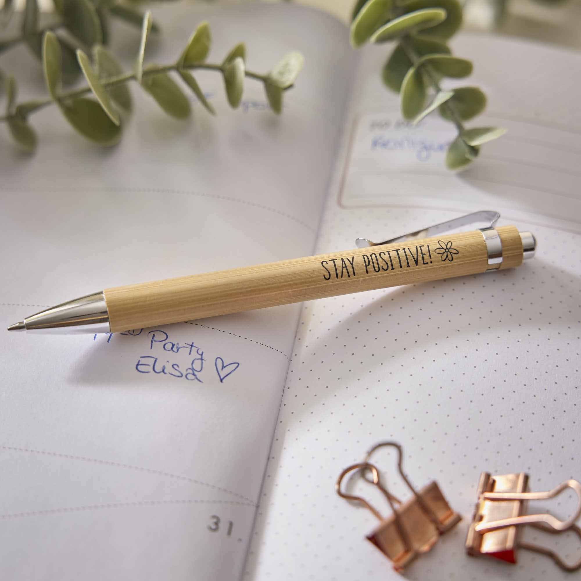 Kugelschreiber Bambus, Stay positive