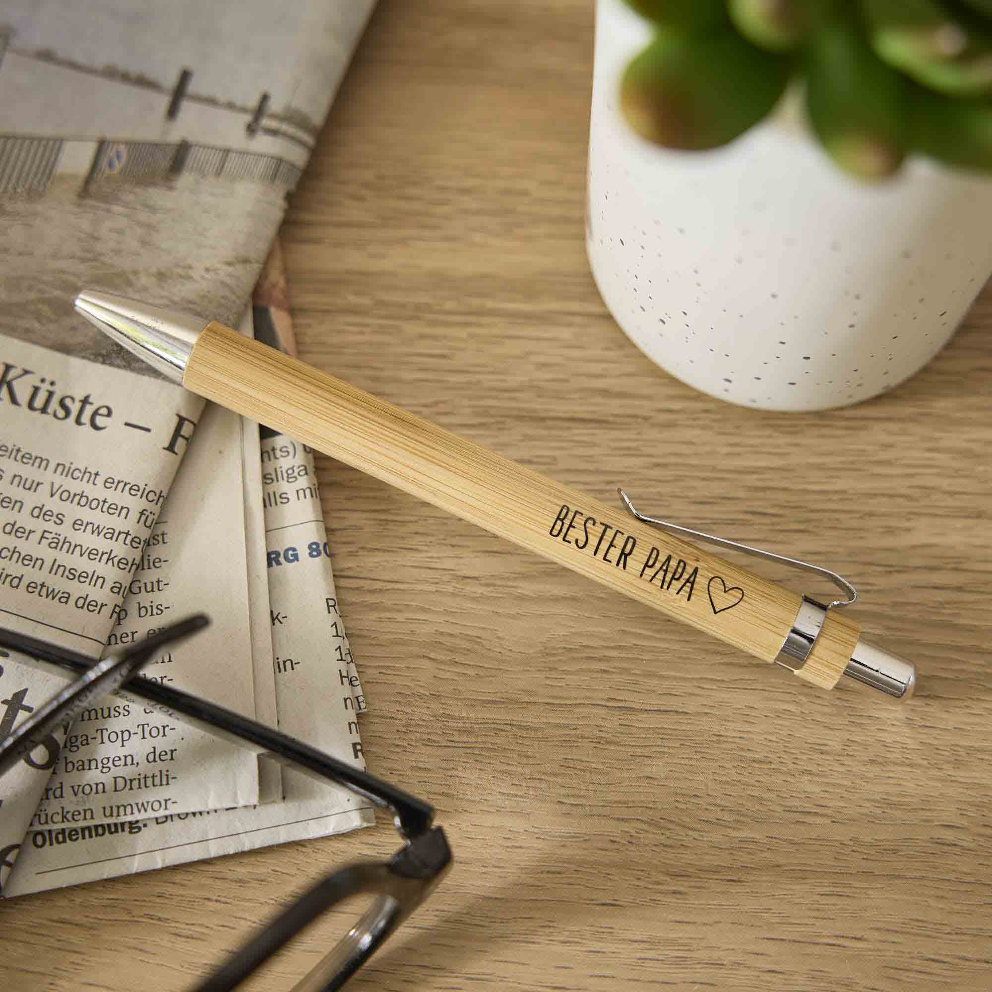 Kugelschreiber Bambus, Bester Papa