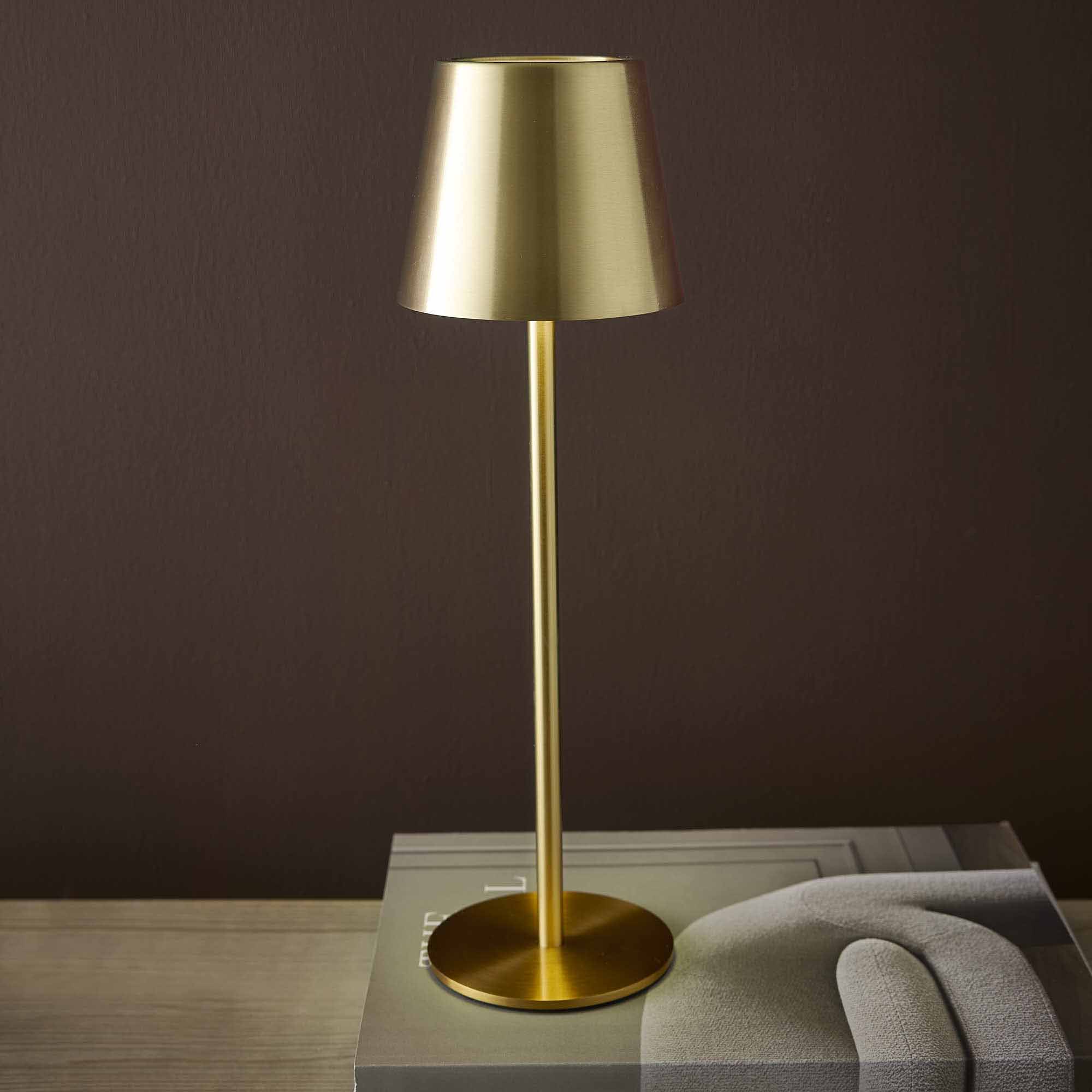 LED-Tischlampe Akku, gold, 37 cm