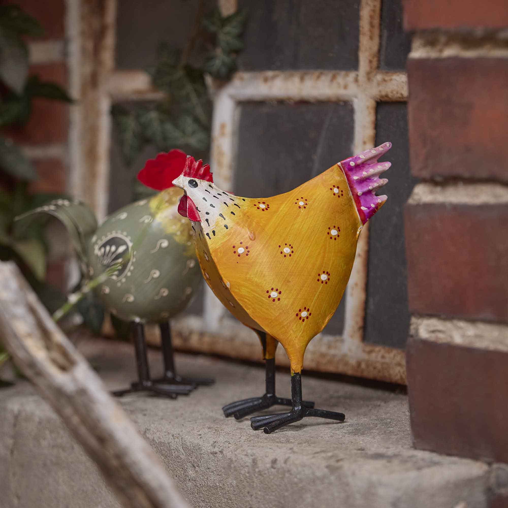 Huhn Tobi, bunt/gelb, 16 cm