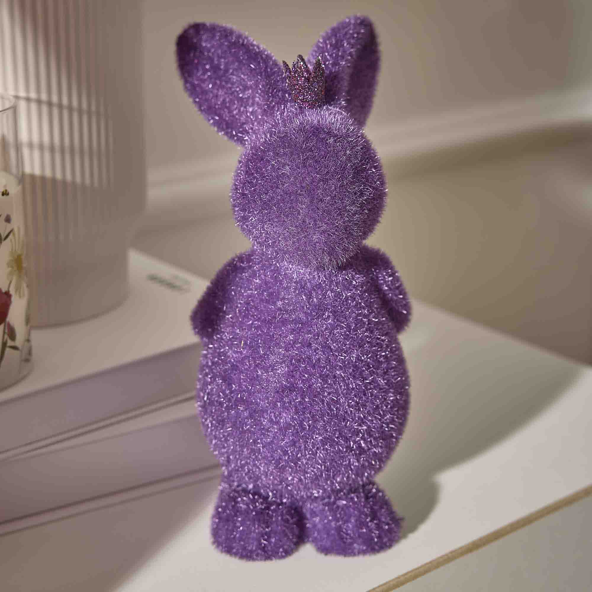 Hase Flock mit Krone, lila, 23 cm