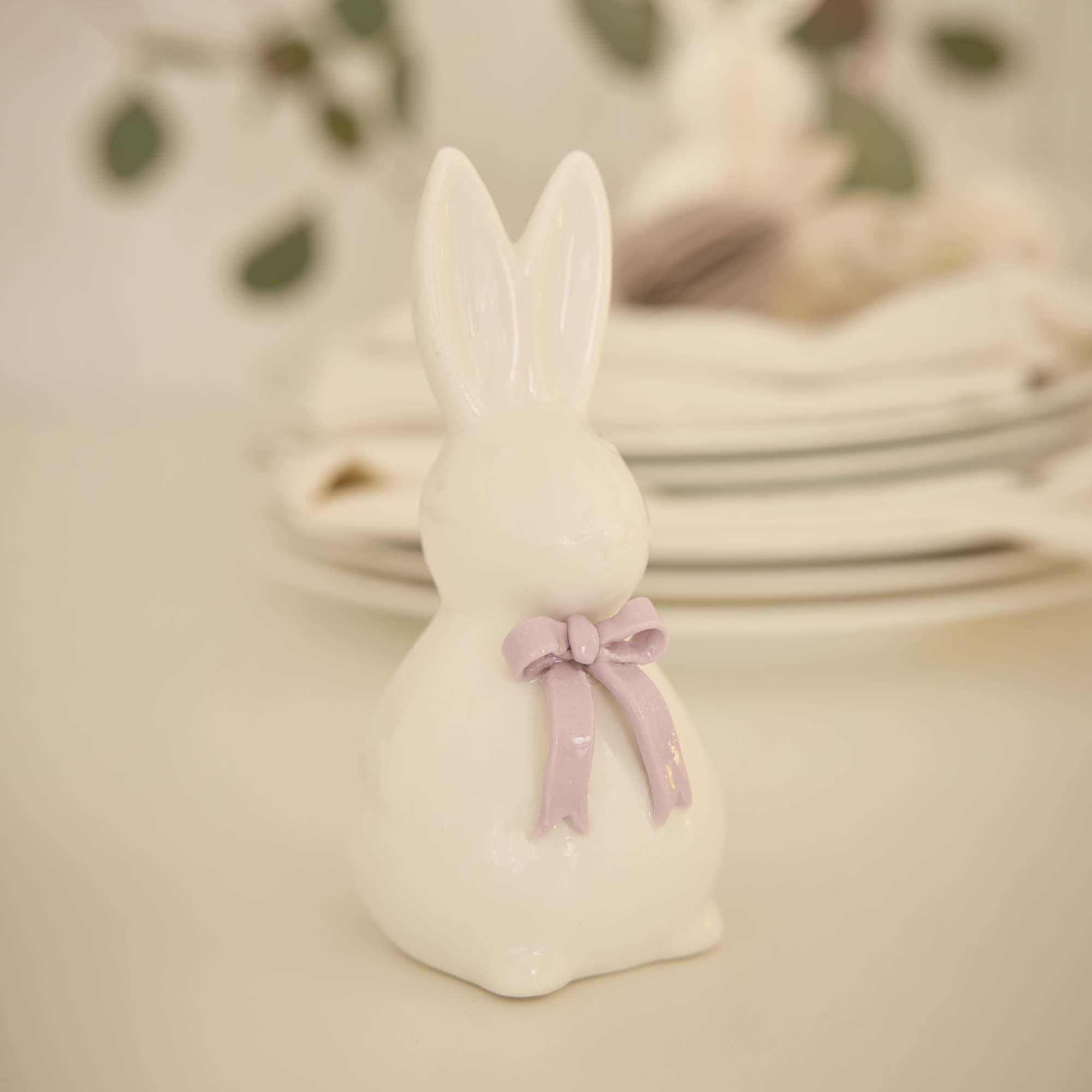 Hase mit Schleife, lila, 11.5 cm
