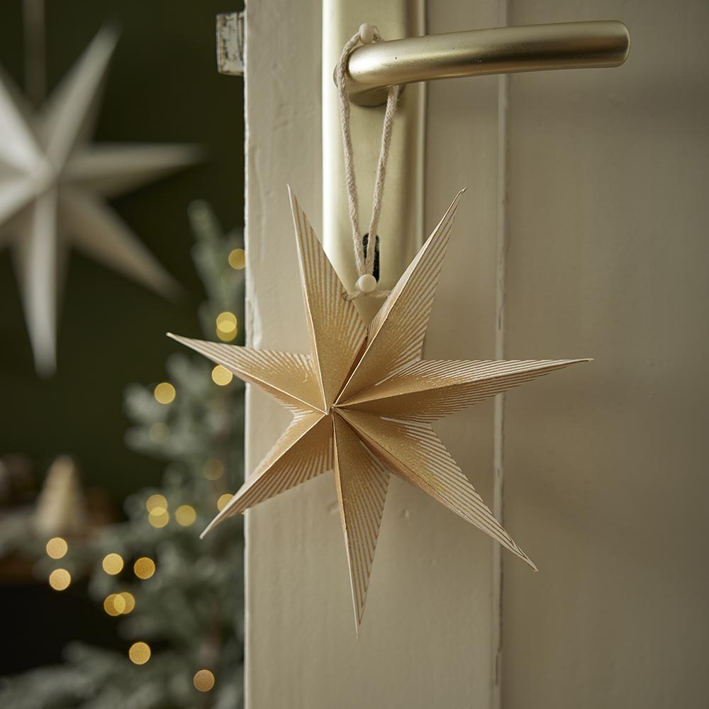 Papierstern Verlauf, weiß/gold, 18 cm