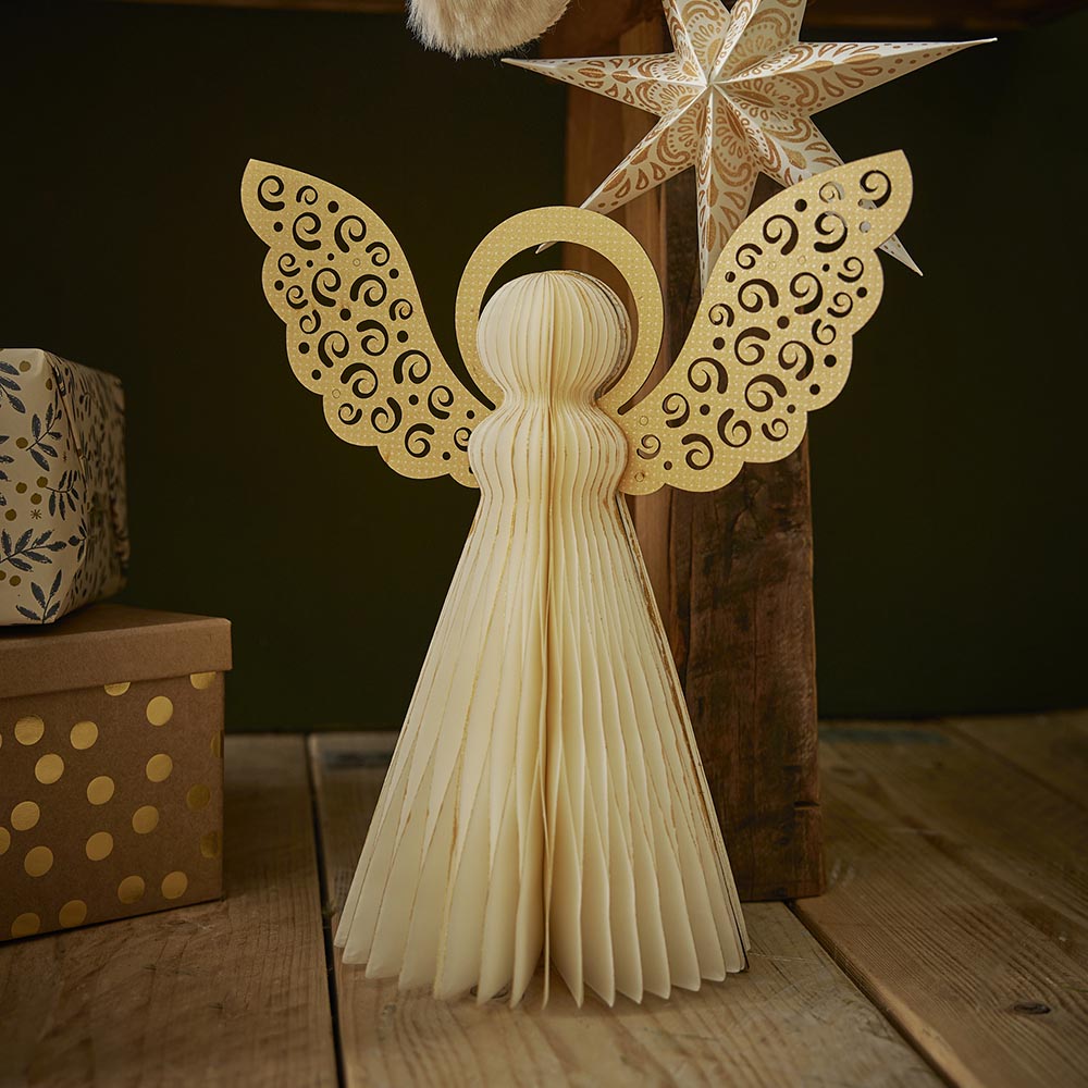 Deko-Engel Wabe, offwhite, 30 cm