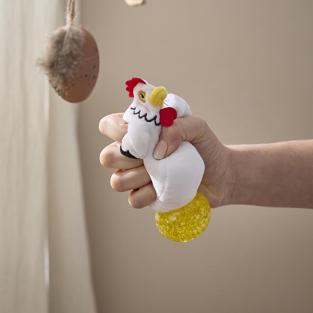 Quetschtier Perlen, Ostern/Hahn/weiß