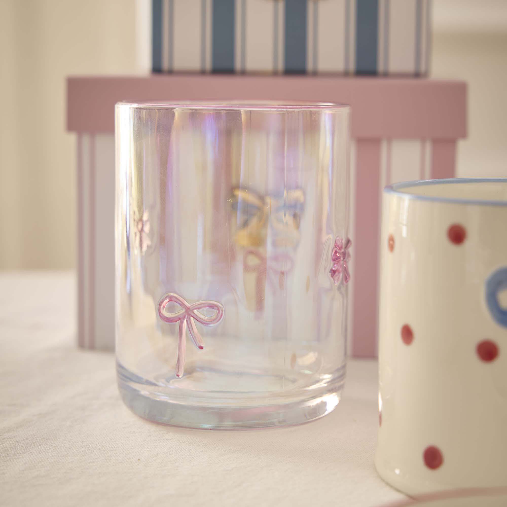 Trinkglas Schleifen, irisierend/rosa, 390 ml