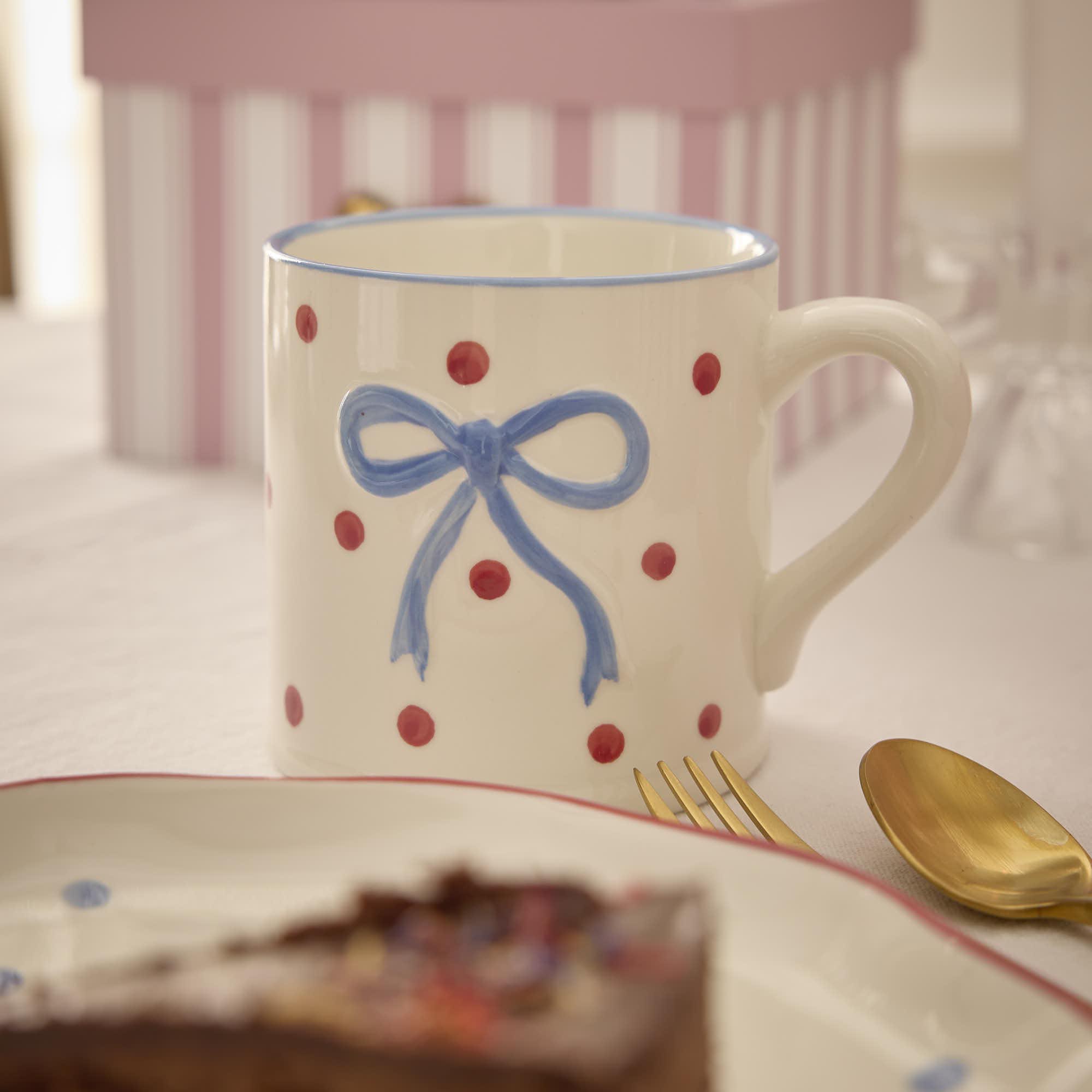 Becher Schleife/Punkte, blau, 330 ml