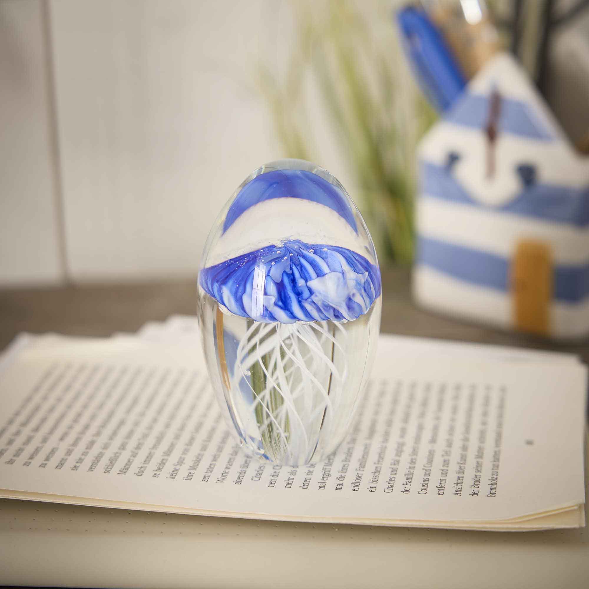 Deko-Qualle, blau/weiß, 5.5 x 9 cm