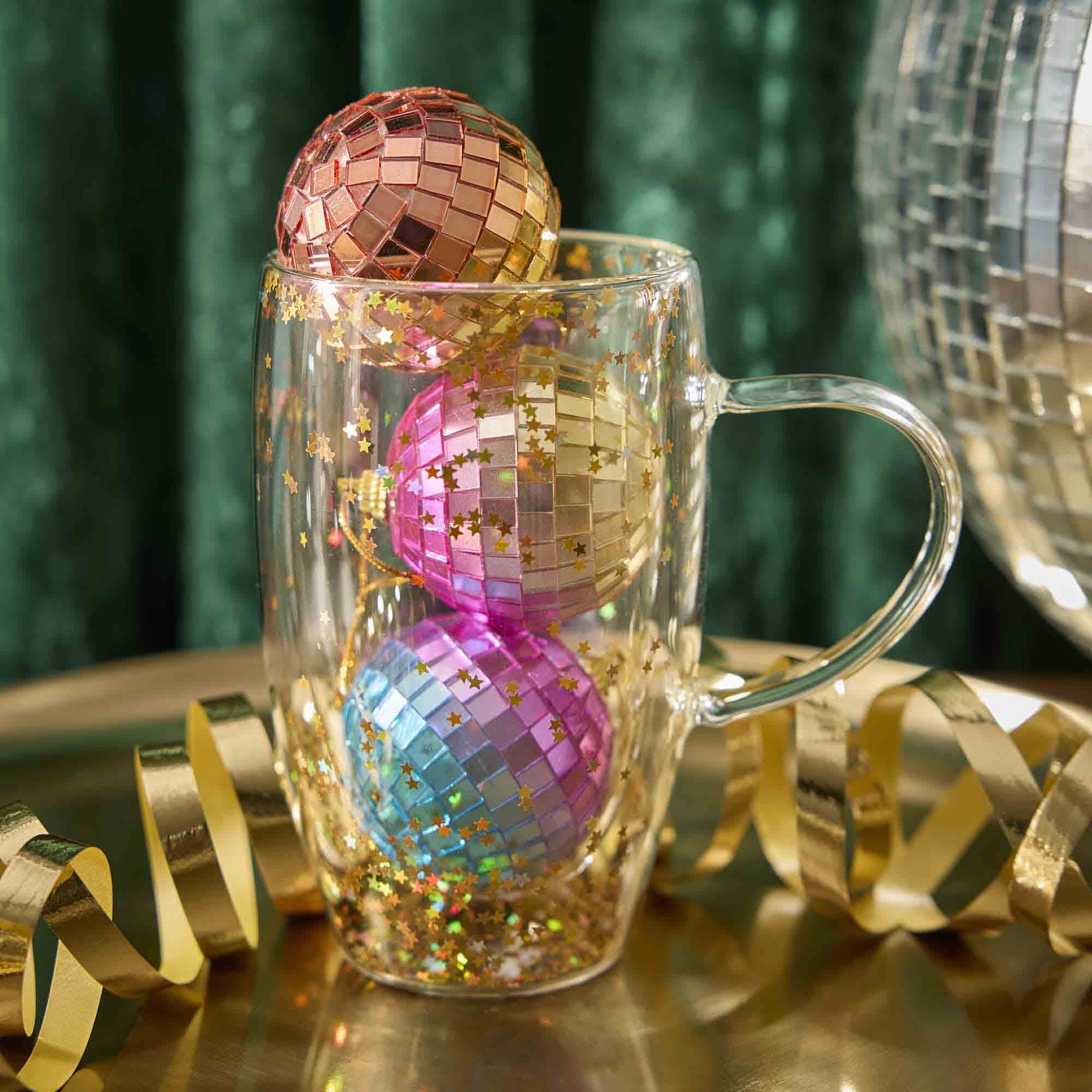 Doppelwand-Teeglas Glitter, gold, 420 ml