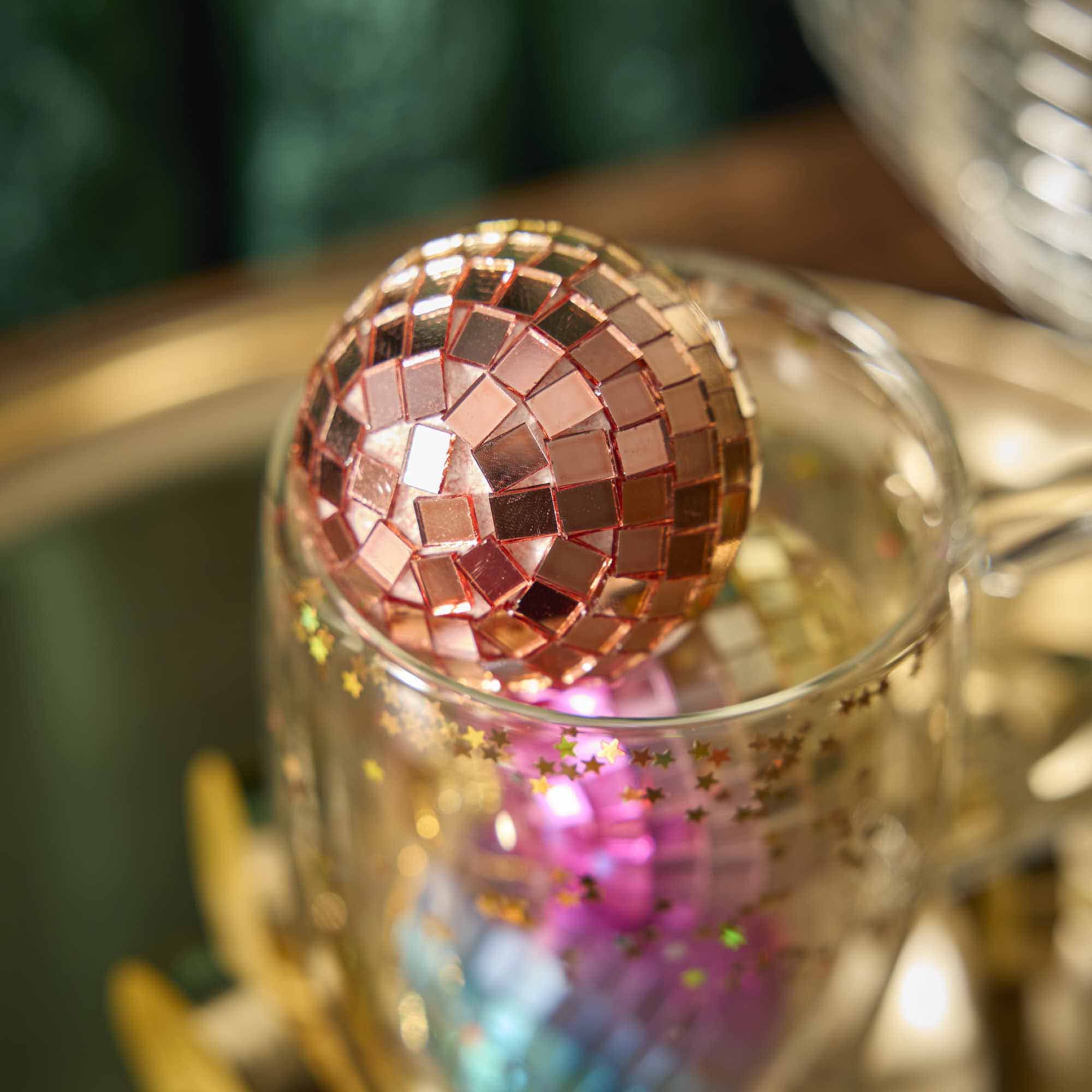 Anhänger Discokugel, gold/orange, 6 cm