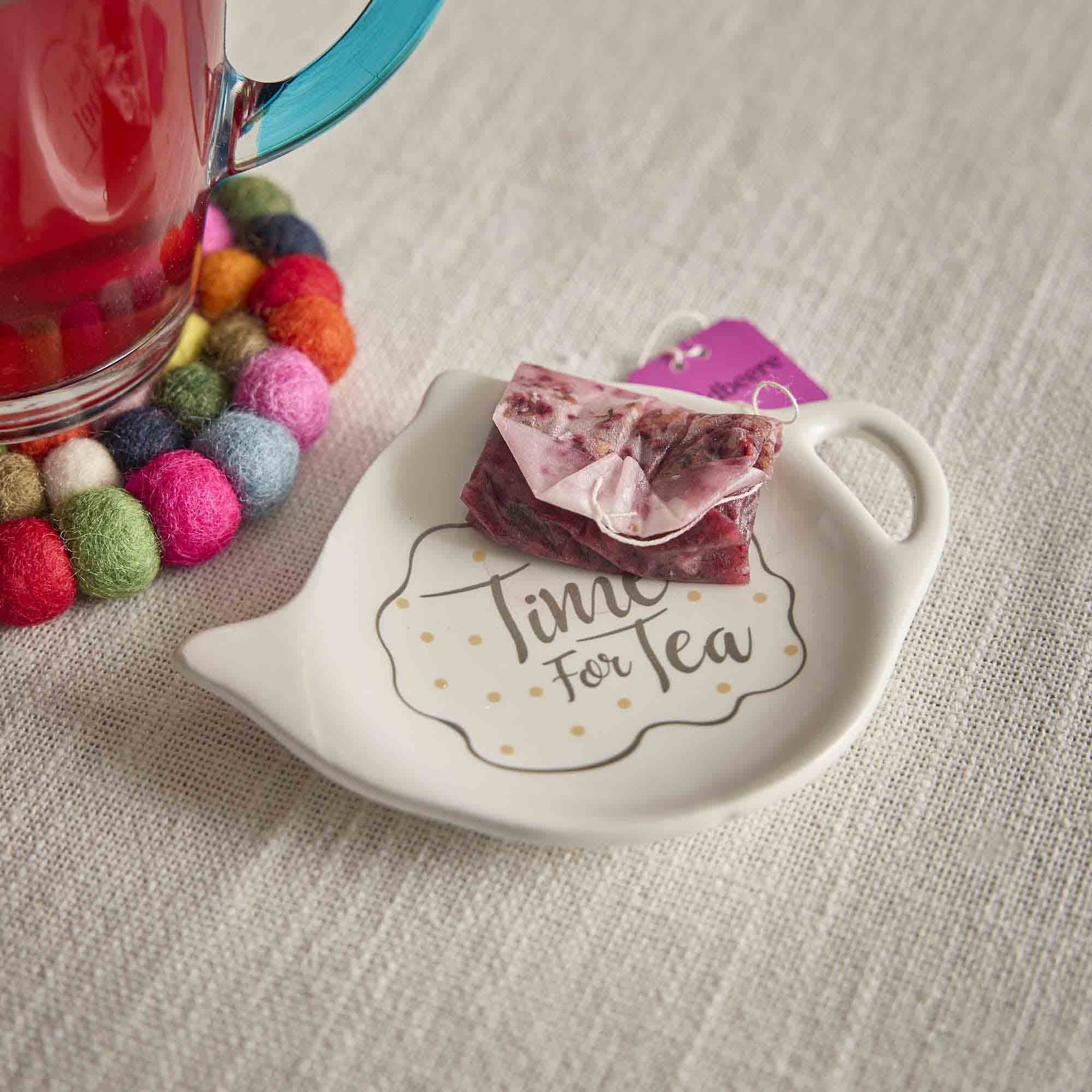 Untersetzer Teebeutel, Punkte/weiß, 12 cm