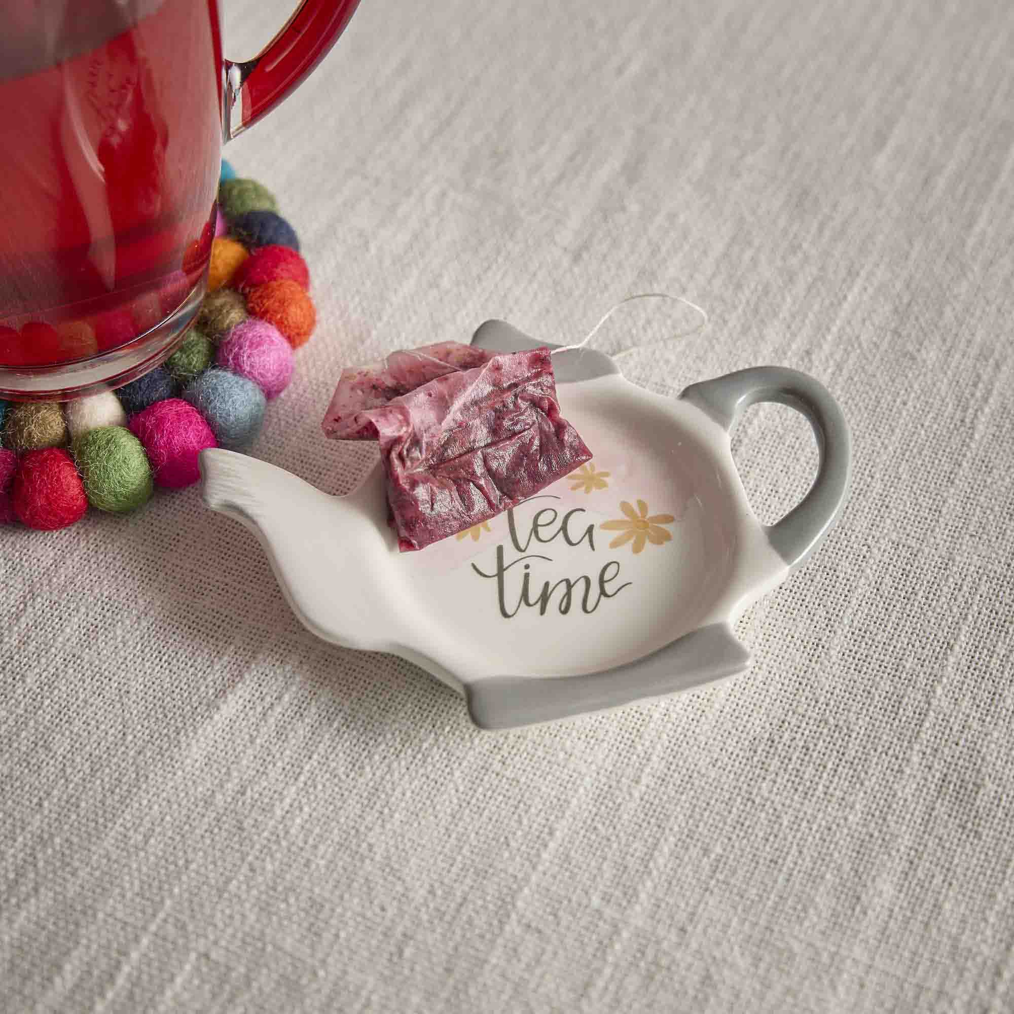 Untersetzer Teebeutel, weiß/grau, 12 cm