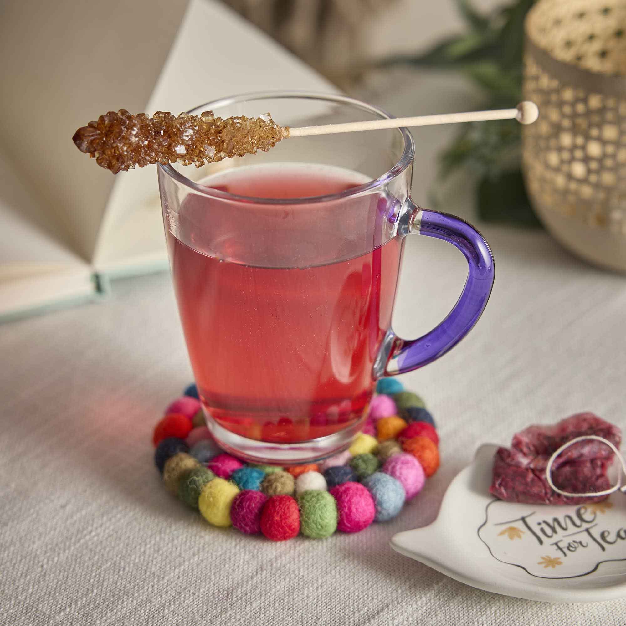 Teeglas mit Farbhenkel, lila, 350 ml