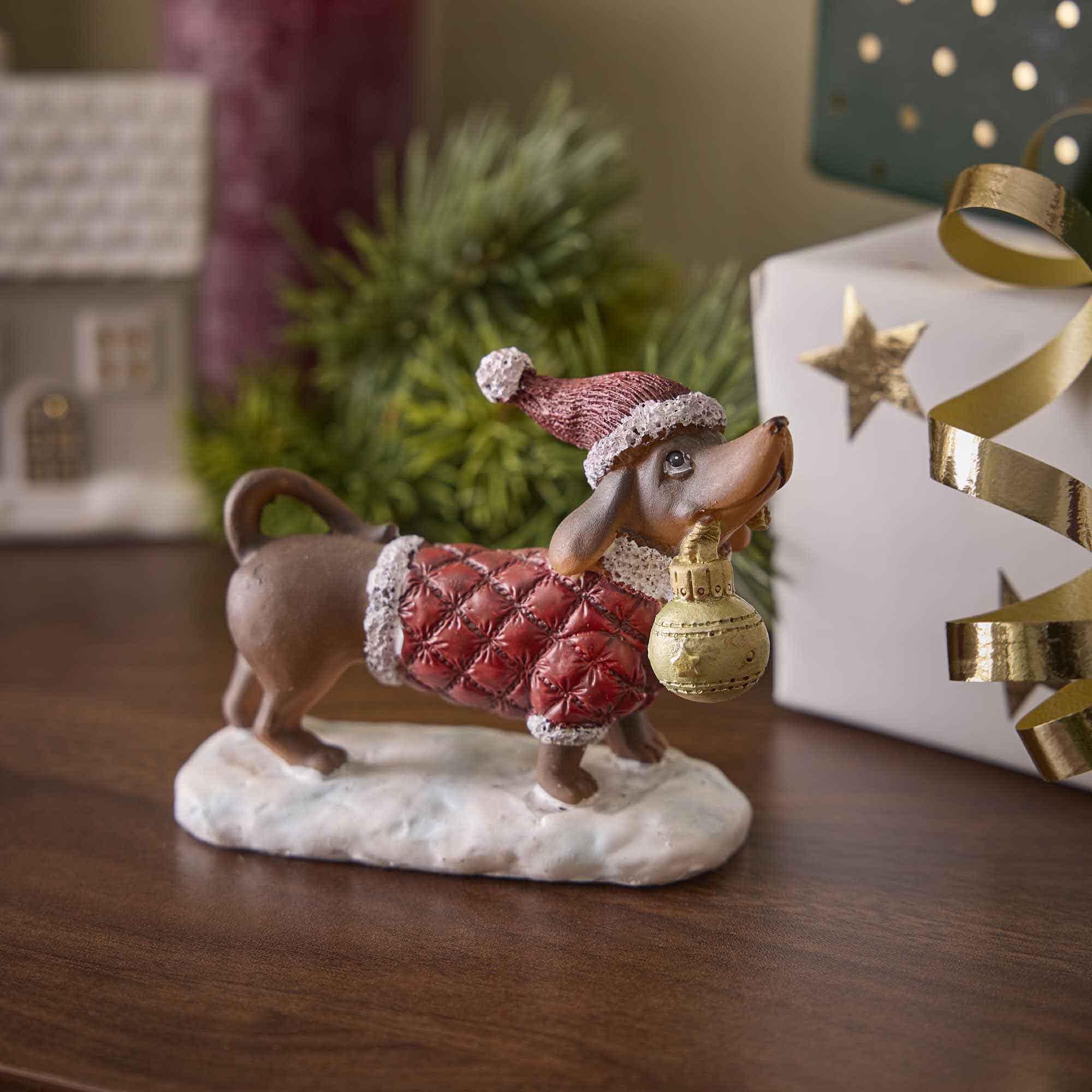 Deko-Hund Weihnachten, Kugel, 12 cm