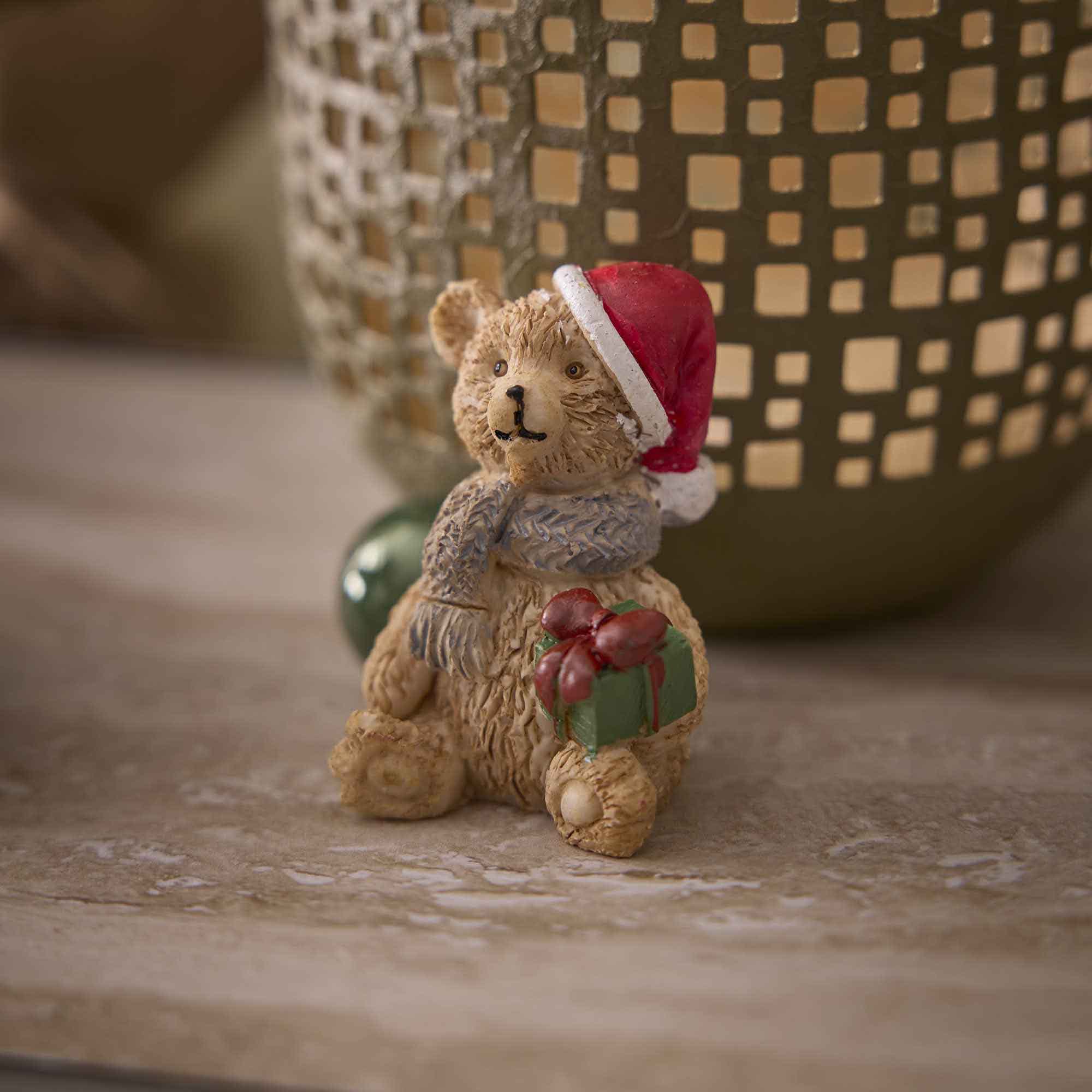 Deko-Teddy mit Mütze, hellbraun, 6 cm