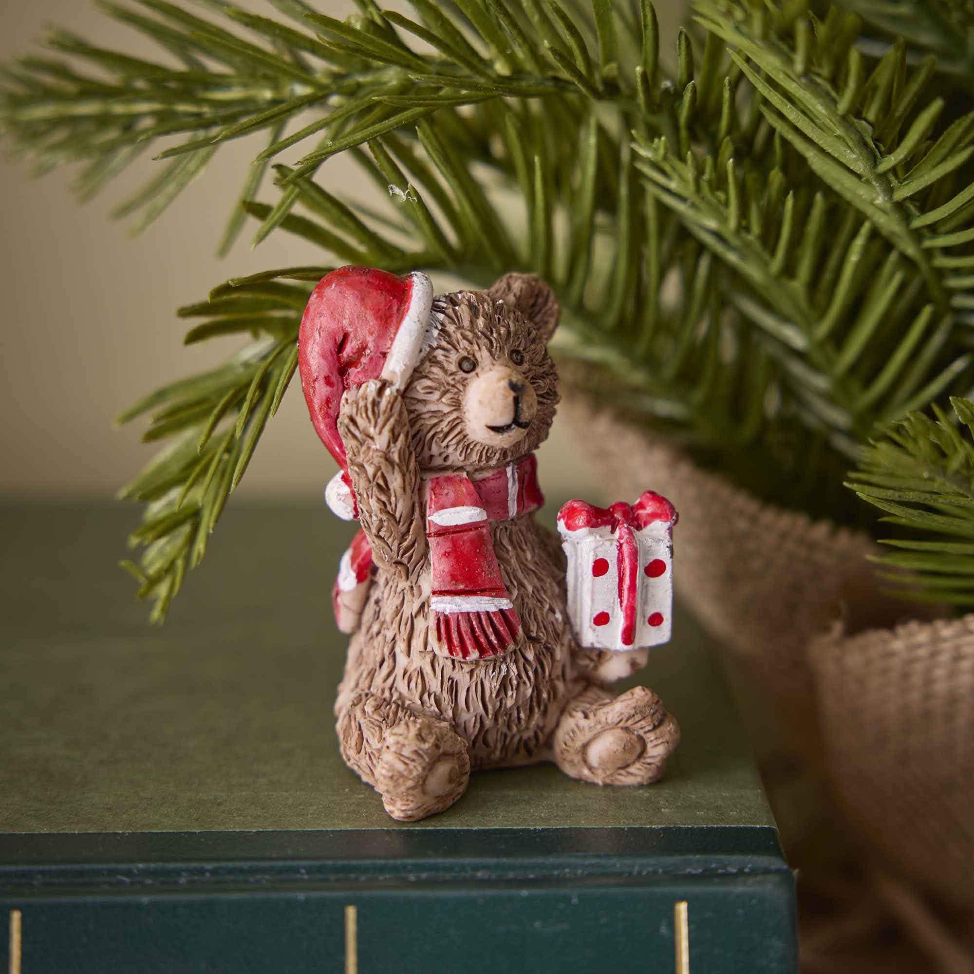 Deko-Teddy mit Mütze, braun, 6 cm