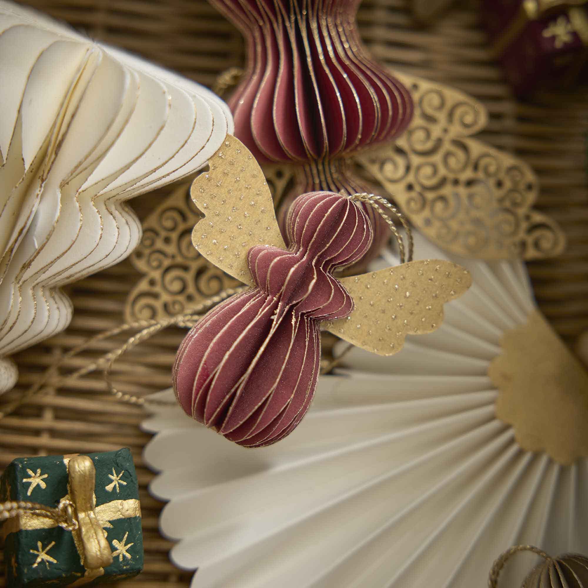 Anhänger Wabe, Engel, bordeaux, 6 cm