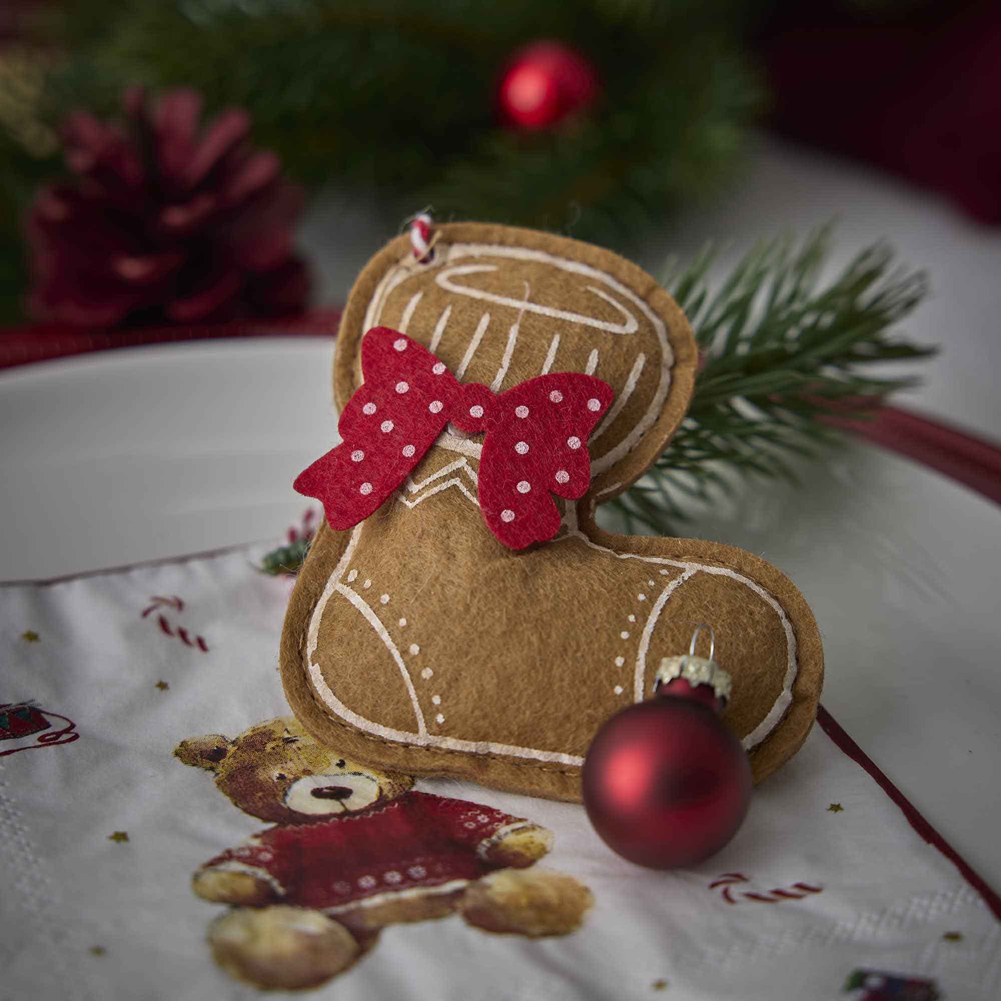 Anhänger Weihnachten, Lebkuchen-Stiefel/braun, 9.5 cm