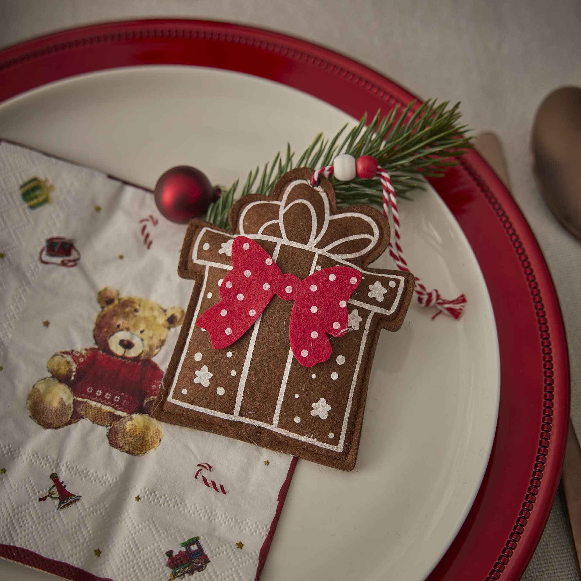 Anhänger Weihnachten, Lebkuchen-Geschenk/dunkelbraun, 11 cm