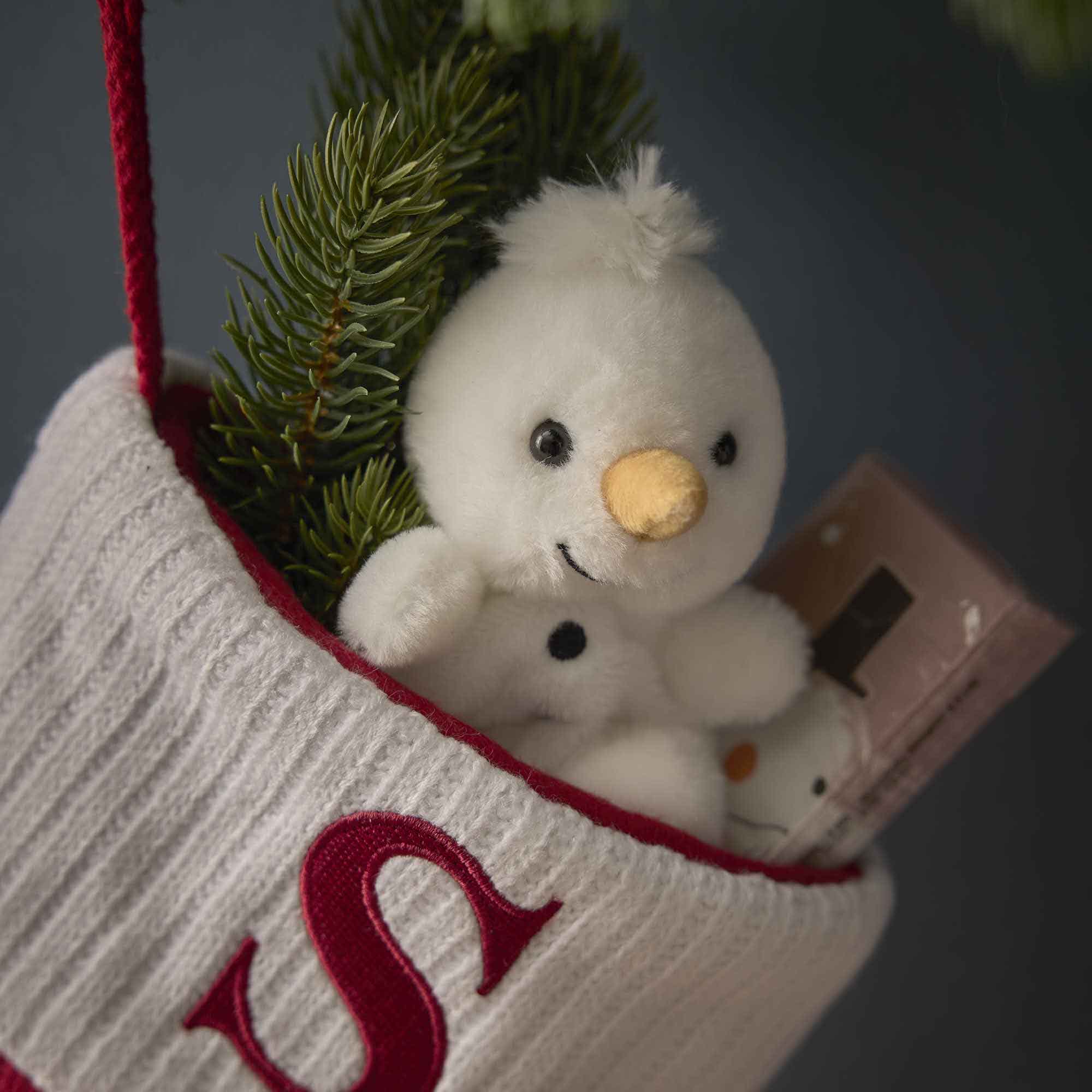 Kuscheltier Gesicht/Xmas, Schneemann, 12 cm