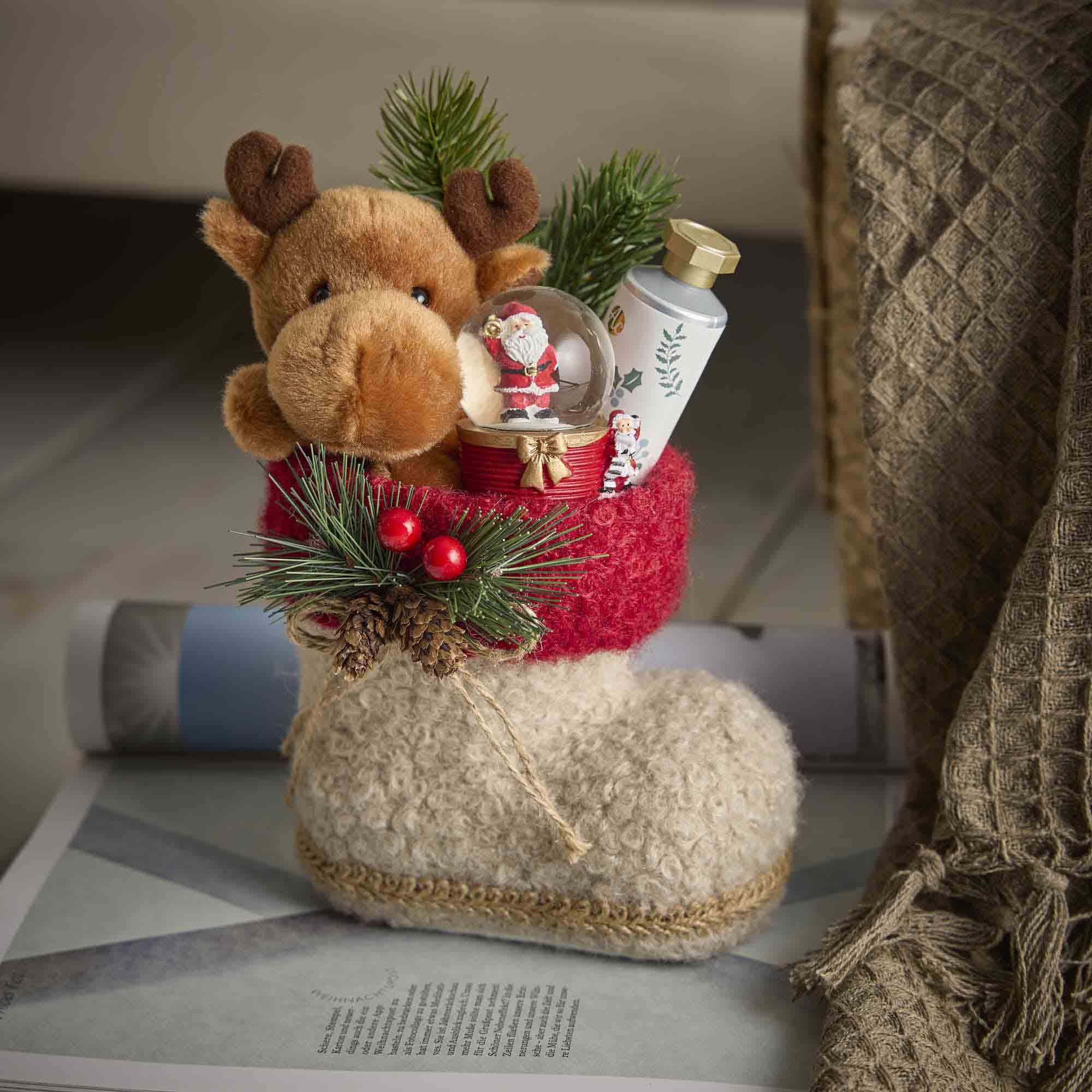 Kuscheltier Gesicht/Xmas, Rentier, 12 cm