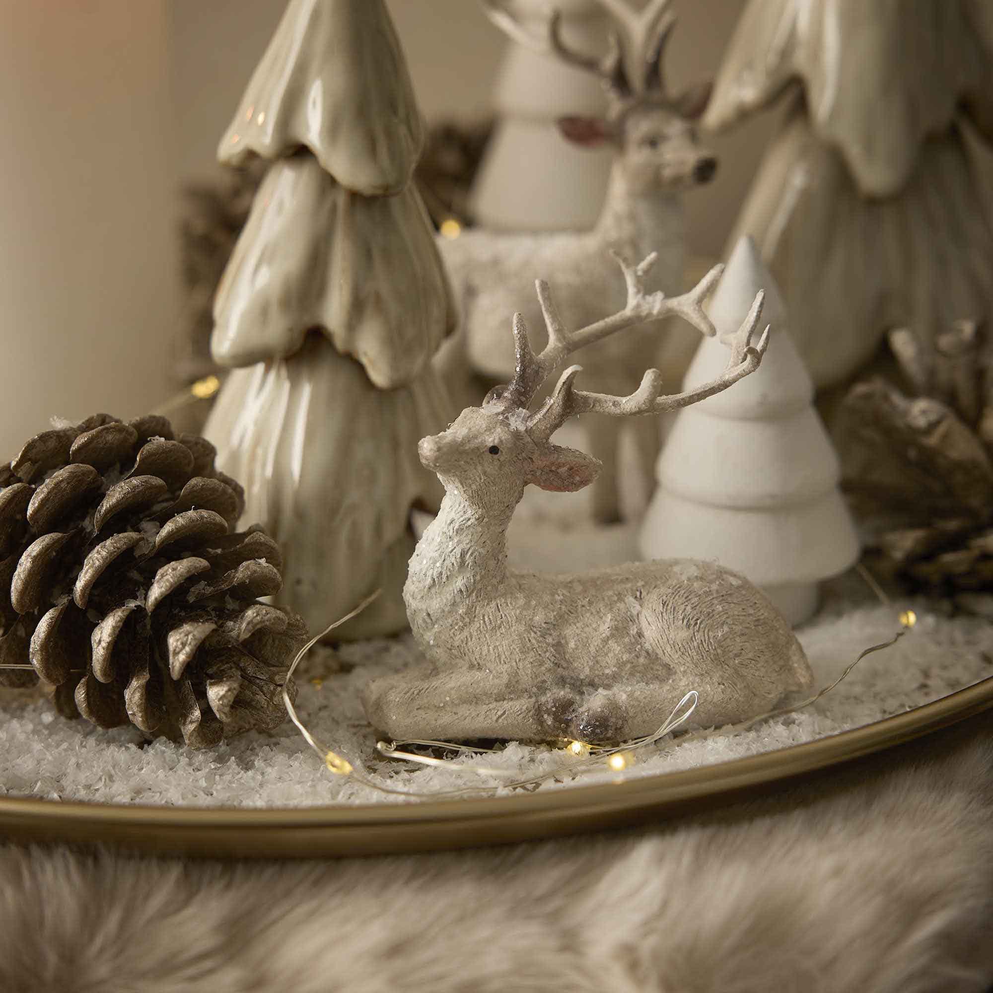 Rentier Schnee, liegend, 7 cm