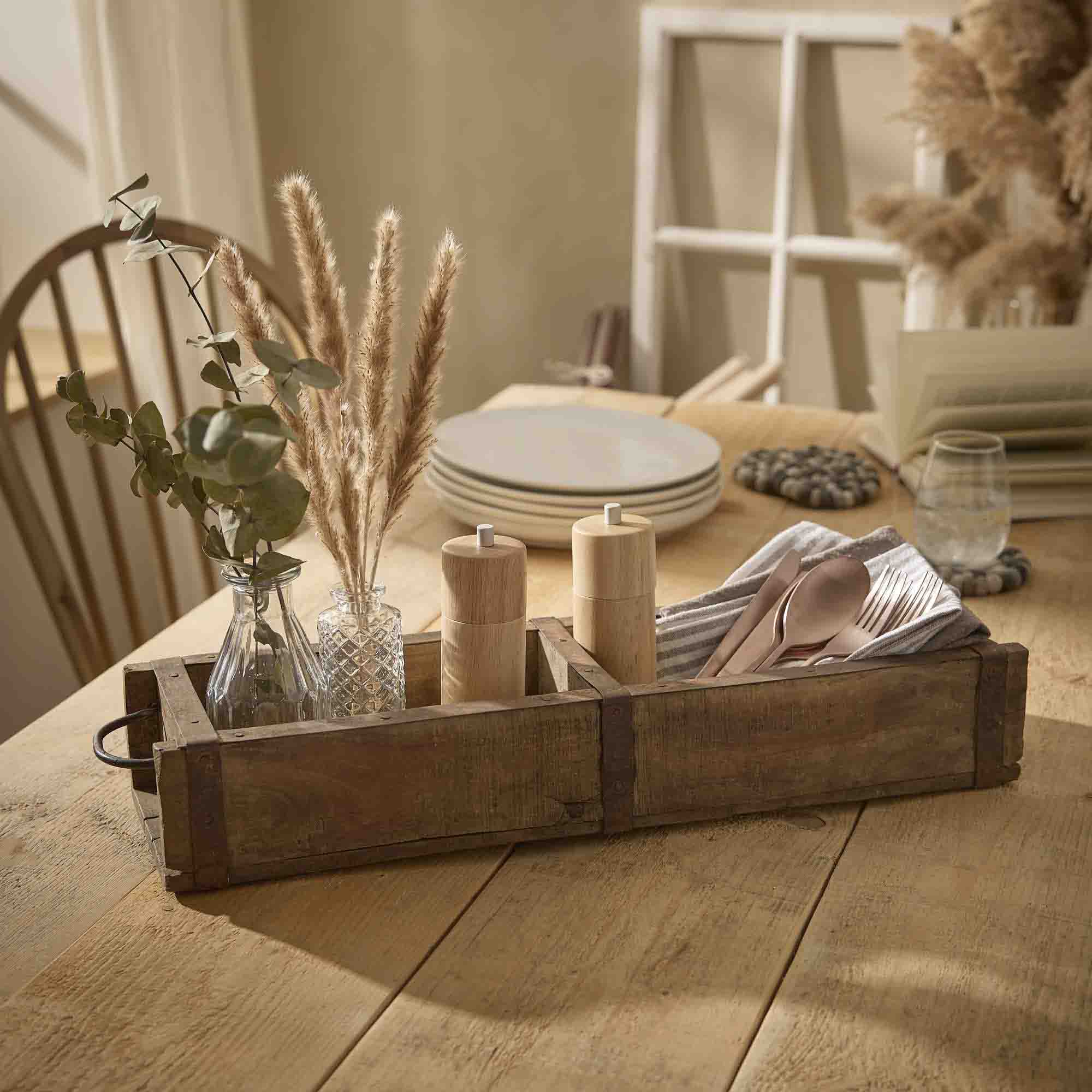 Holzschale Rustik, Doppel, 57 cm