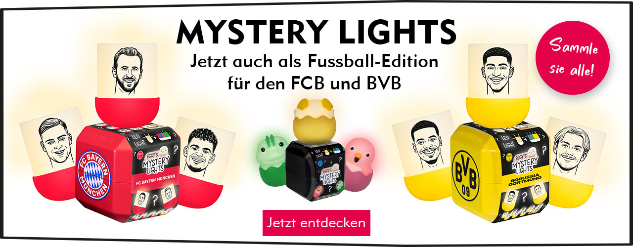 Entdecke Mystery Lights bei Nanu-Nana Mystery Lights Tiere, FCB und BVB verlinkt auf die Suche Mystery Lights