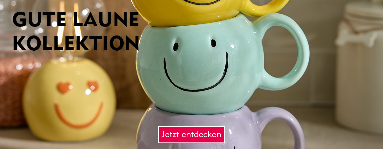 Gestapelte Smiley-Becher verlinkt auf die Kategorie Smiley