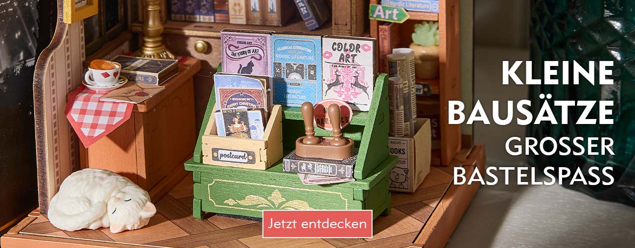 DIY The Muse Bookshop aufgebaut im Regal stehend verlinkt auf die Kategorie DIY Bausätze