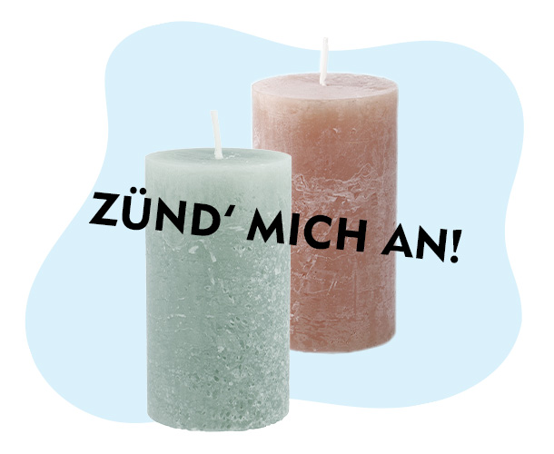 Zwei Stumpenkerzen verlinkt auf Kerzen